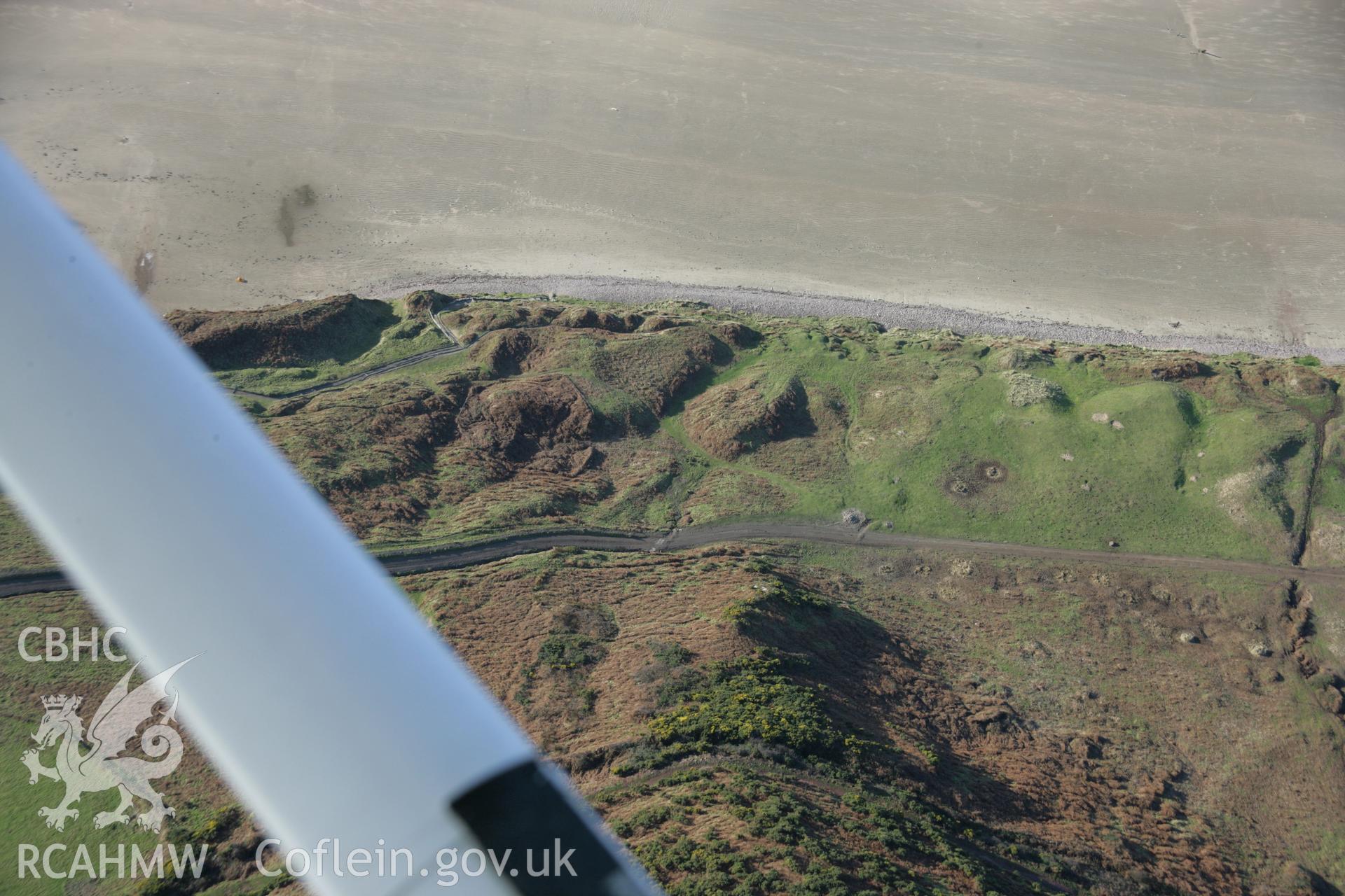 RCAHMW colour oblique aerial photograph of Rhossili Medieval Settlement from the east. Taken on 26 January 2006 by Toby Driver.