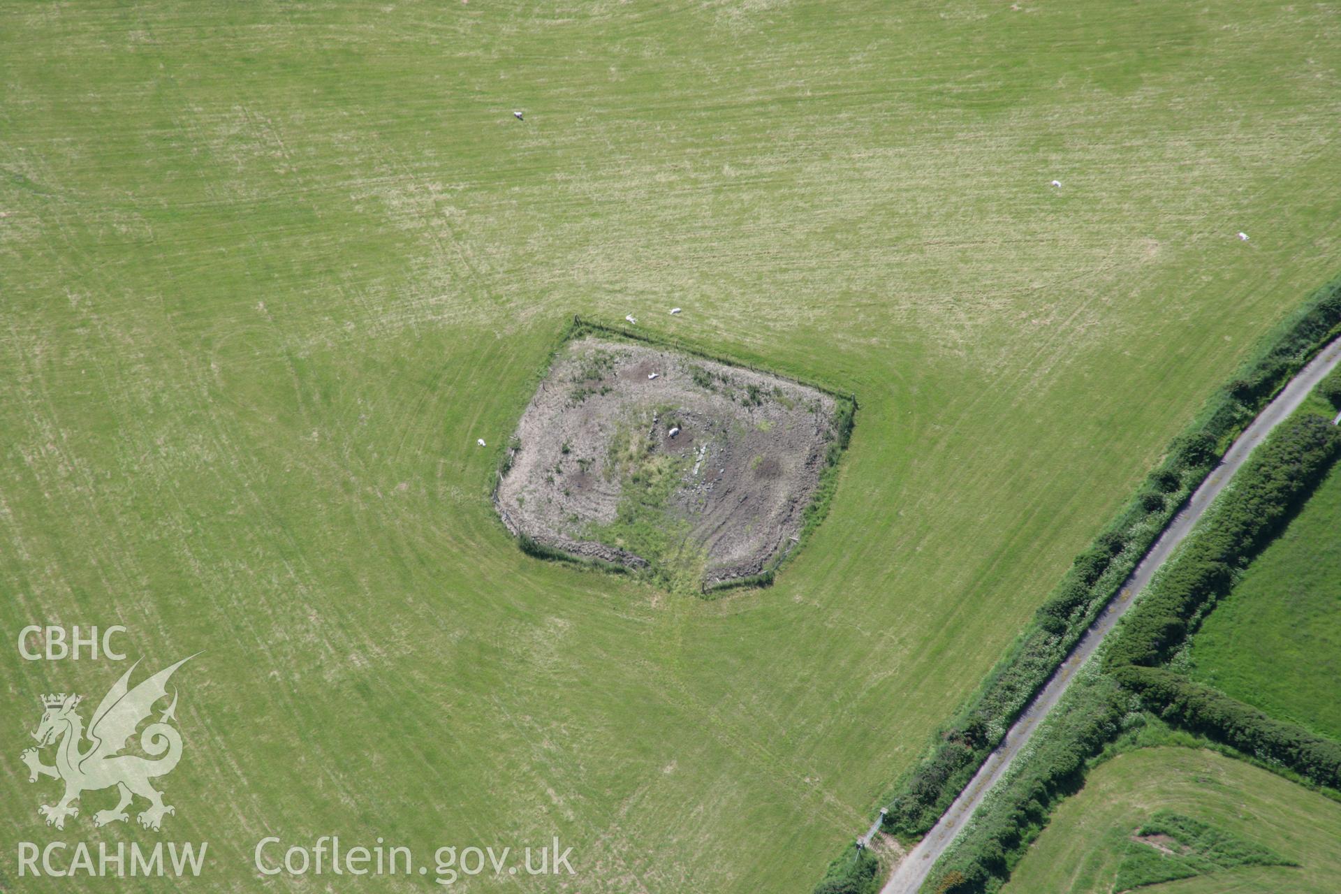 RCAHMW colour oblique aerial photograph of St Merins Church, from the east. Taken on 14 June 2006 by Toby Driver.