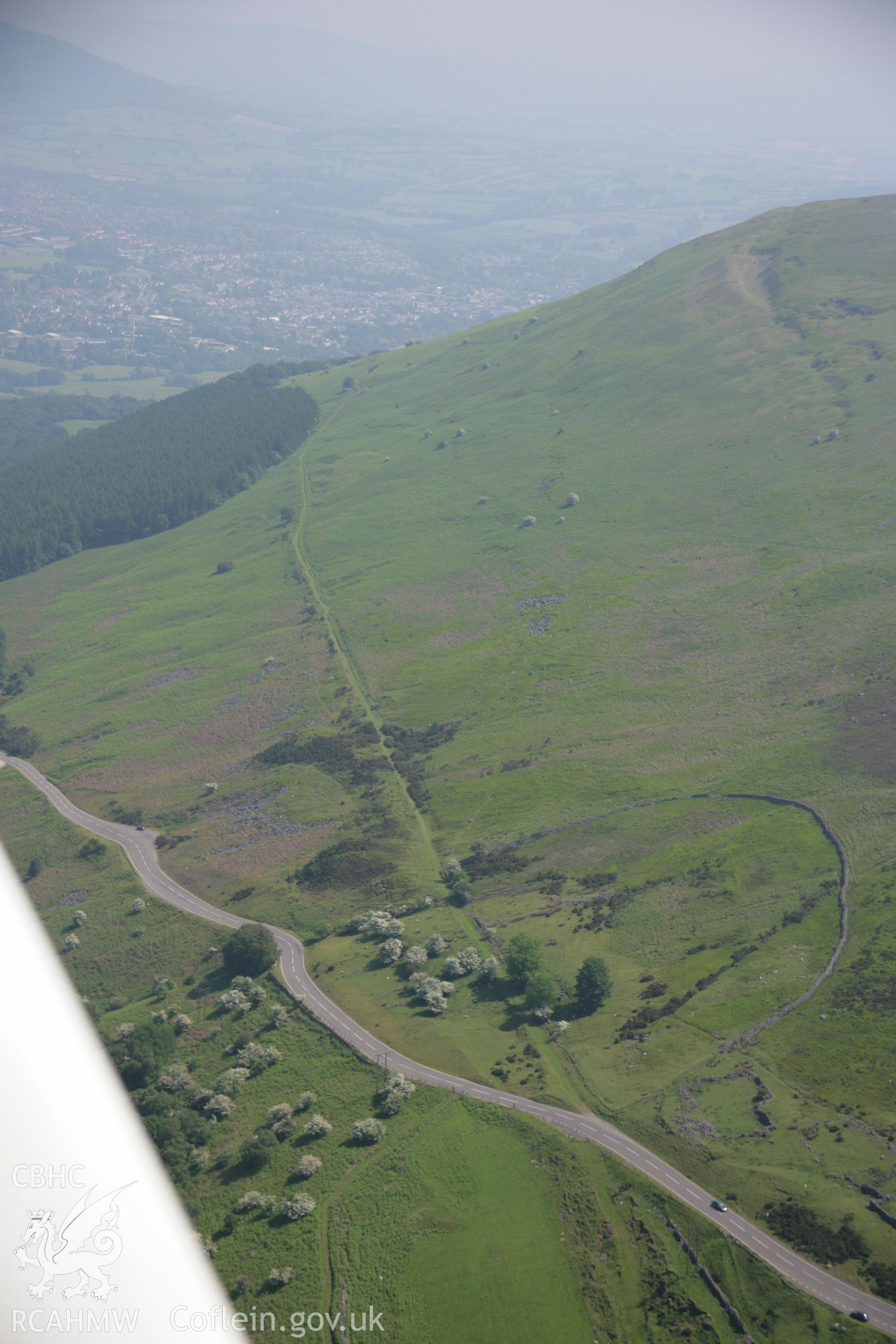 RCAHMW colour oblique aerial photograph of the Blorenge Tunnel on Hill's Tramroad from the south-west. Taken on 09 June 2006 by Toby Driver.