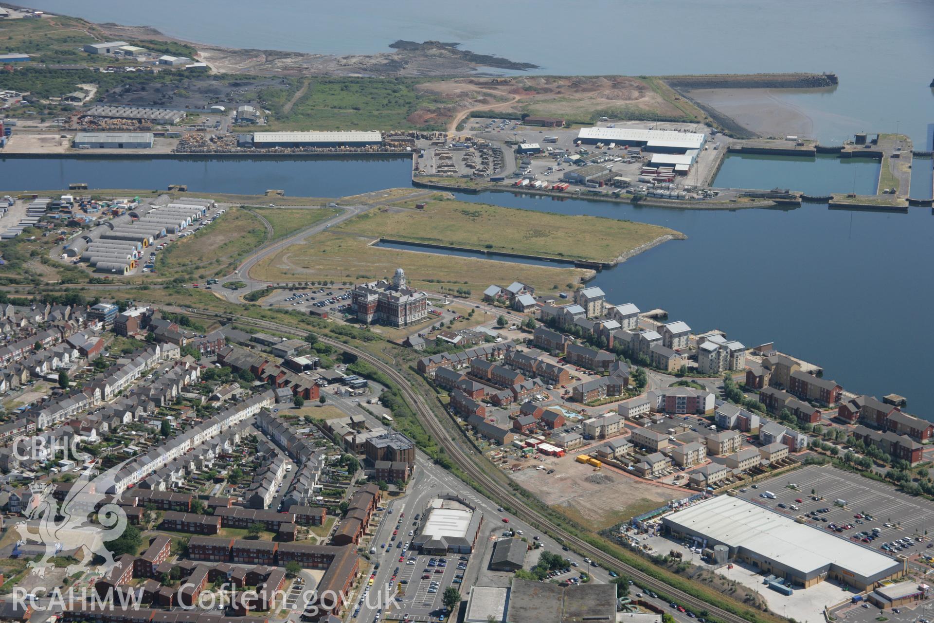 RCAHMW colour oblique aerial photograph of Barry Docks. Taken on 24 July 2006 by Toby Driver.