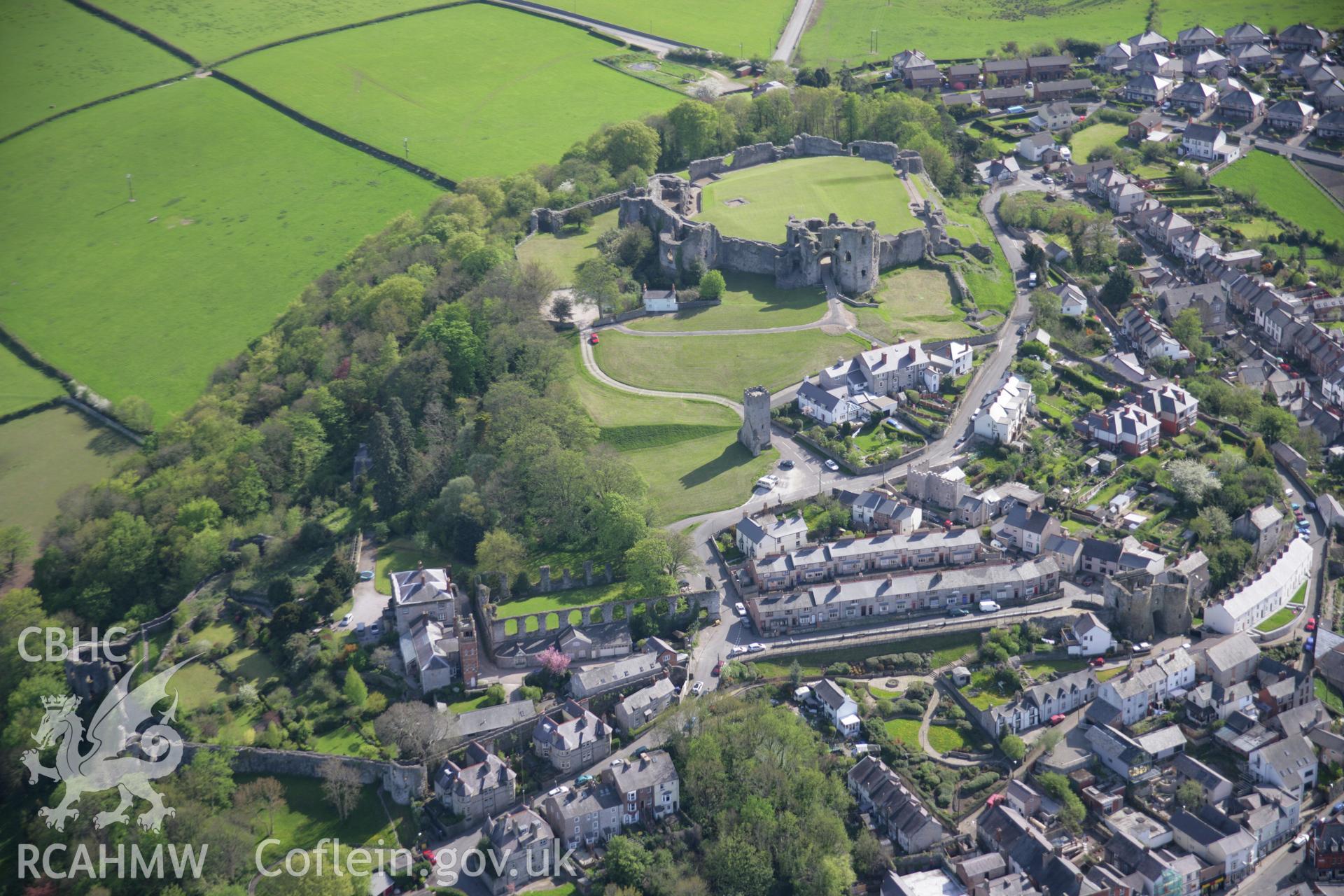 RCAHMW digital colour oblique photograph of Denbigh Upper Town from the north. Taken on 05/05/2006 by T.G. Driver.