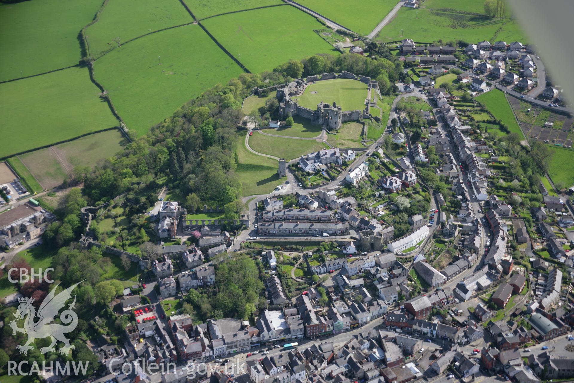 RCAHMW digital colour oblique photograph of Denbigh Upper Town from the north. Taken on 05/05/2006 by T.G. Driver.