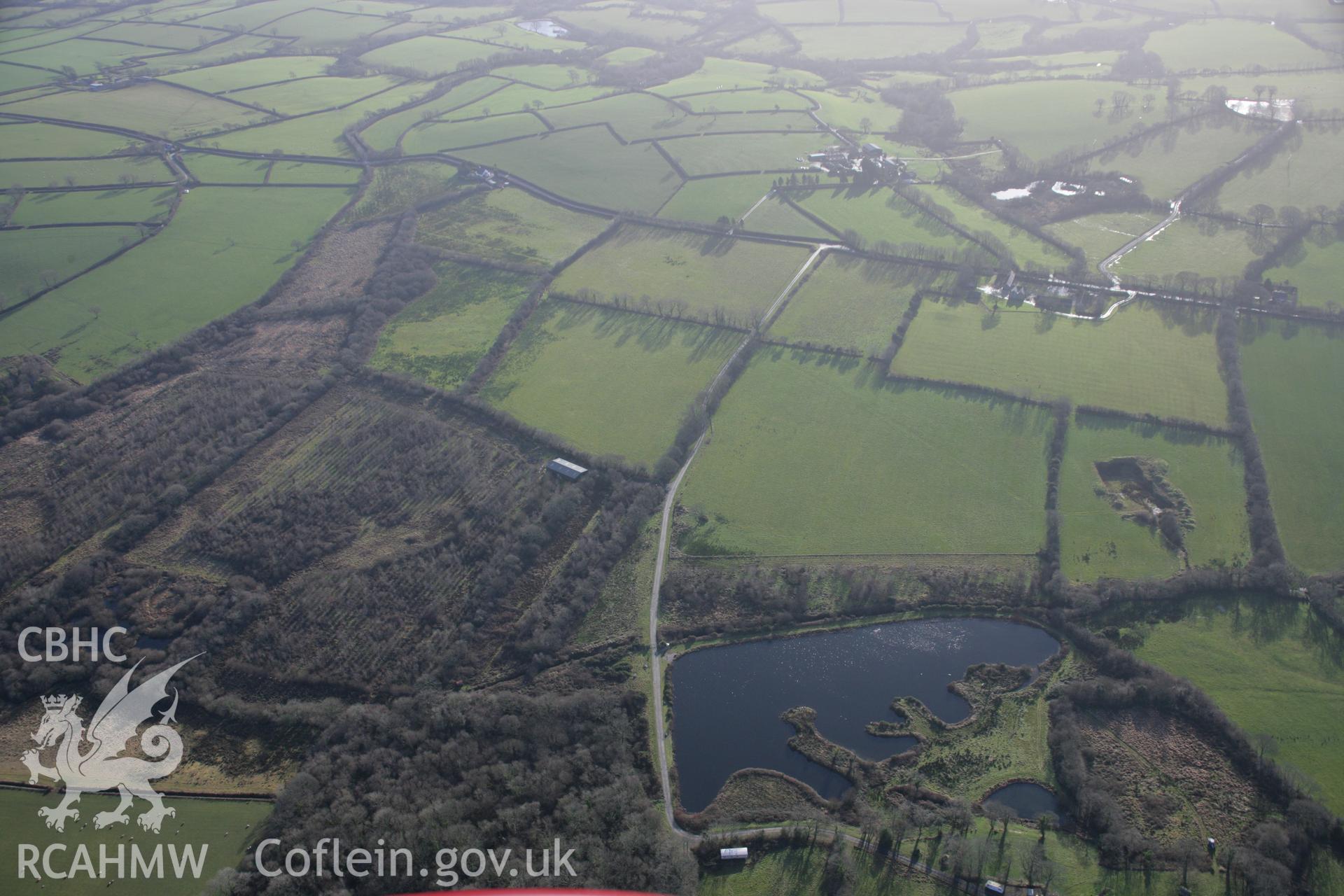 RCAHMW colour oblique aerial photograph of Colby Moor Battlefield, Wiston, from the north-west. Taken on 11 January 2006 by Toby Driver.