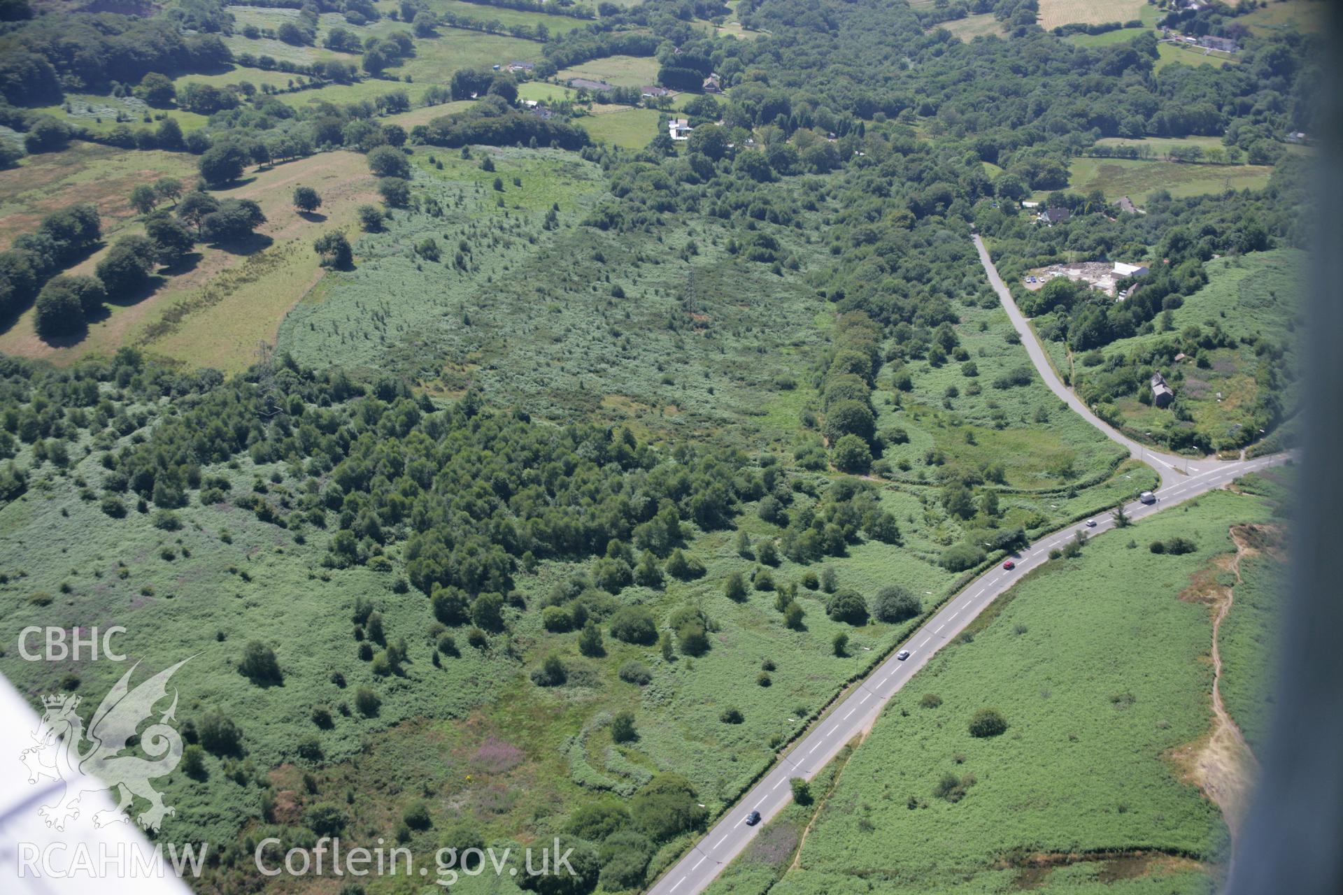 RCAHMW colour oblique aerial photograph of Caerffili Mountain Shaft Mounds. Taken on 24 July 2006 by Toby Driver.