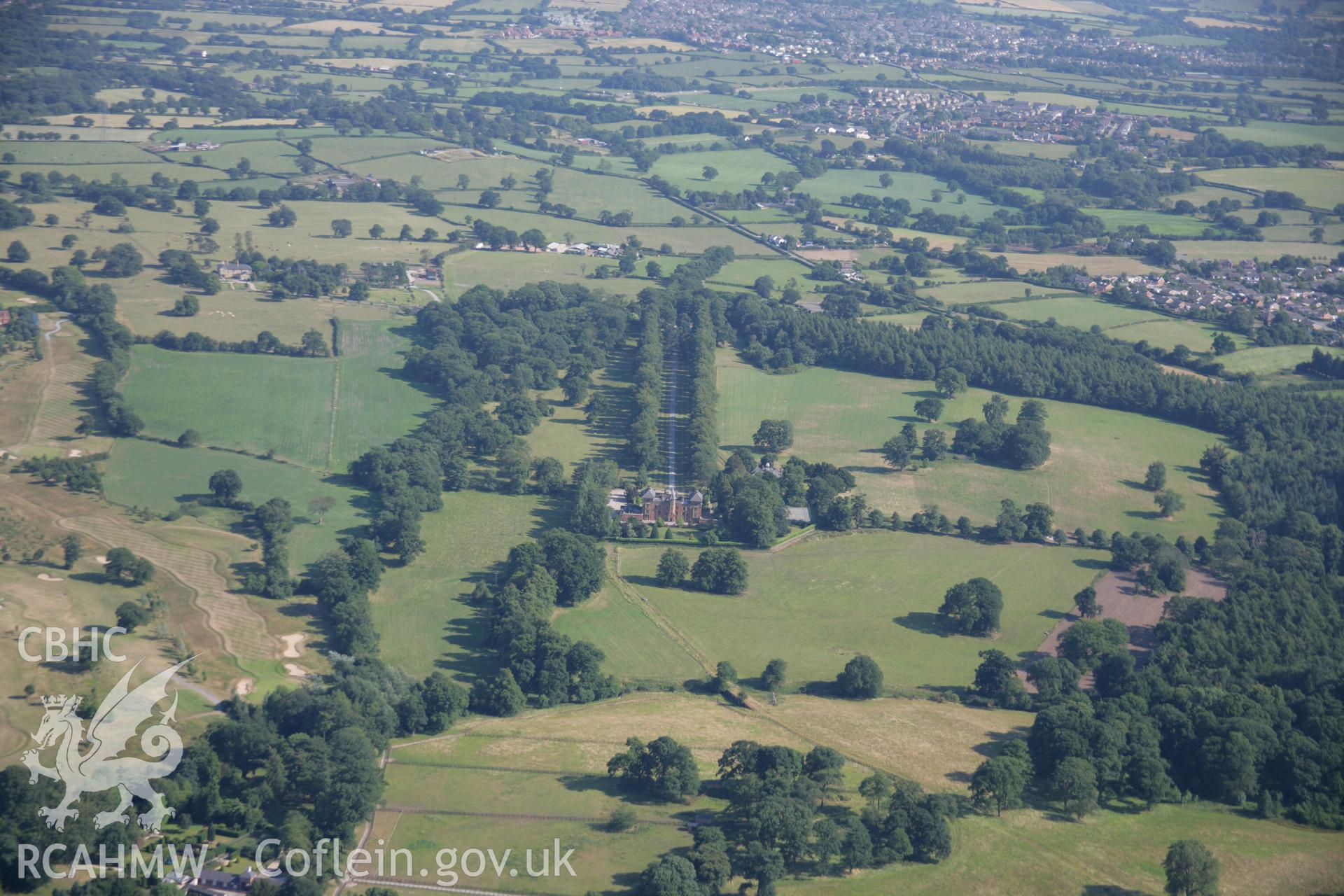 RCAHMW colour oblique aerial photograph of Soughton Hall Garden, Soughton. Taken on 17 July 2006 by Toby Driver.