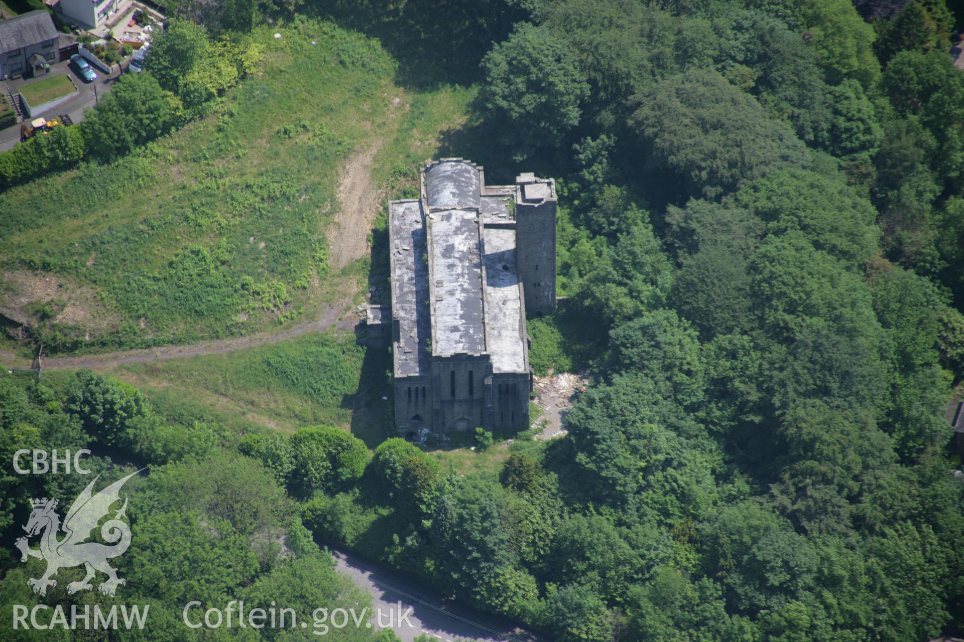 RCAHMW colour oblique aerial photograph of St Luke's Church from the west. Taken on 09 June 2006 by Toby Driver.