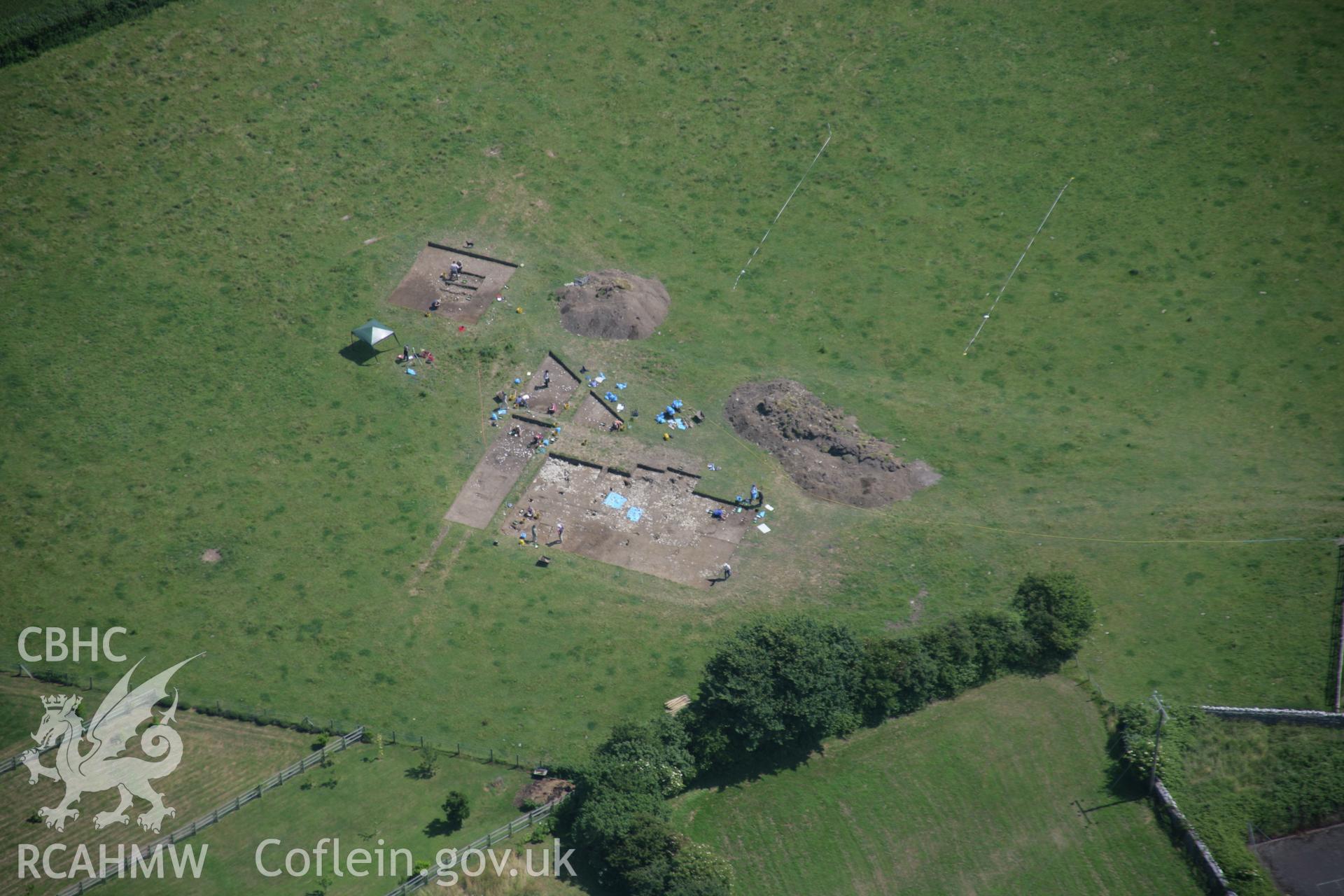 RCAHMW colour oblique photograph of Llanmaes prehistoric settlement excavation. Taken by Toby Driver on 29/06/2006.