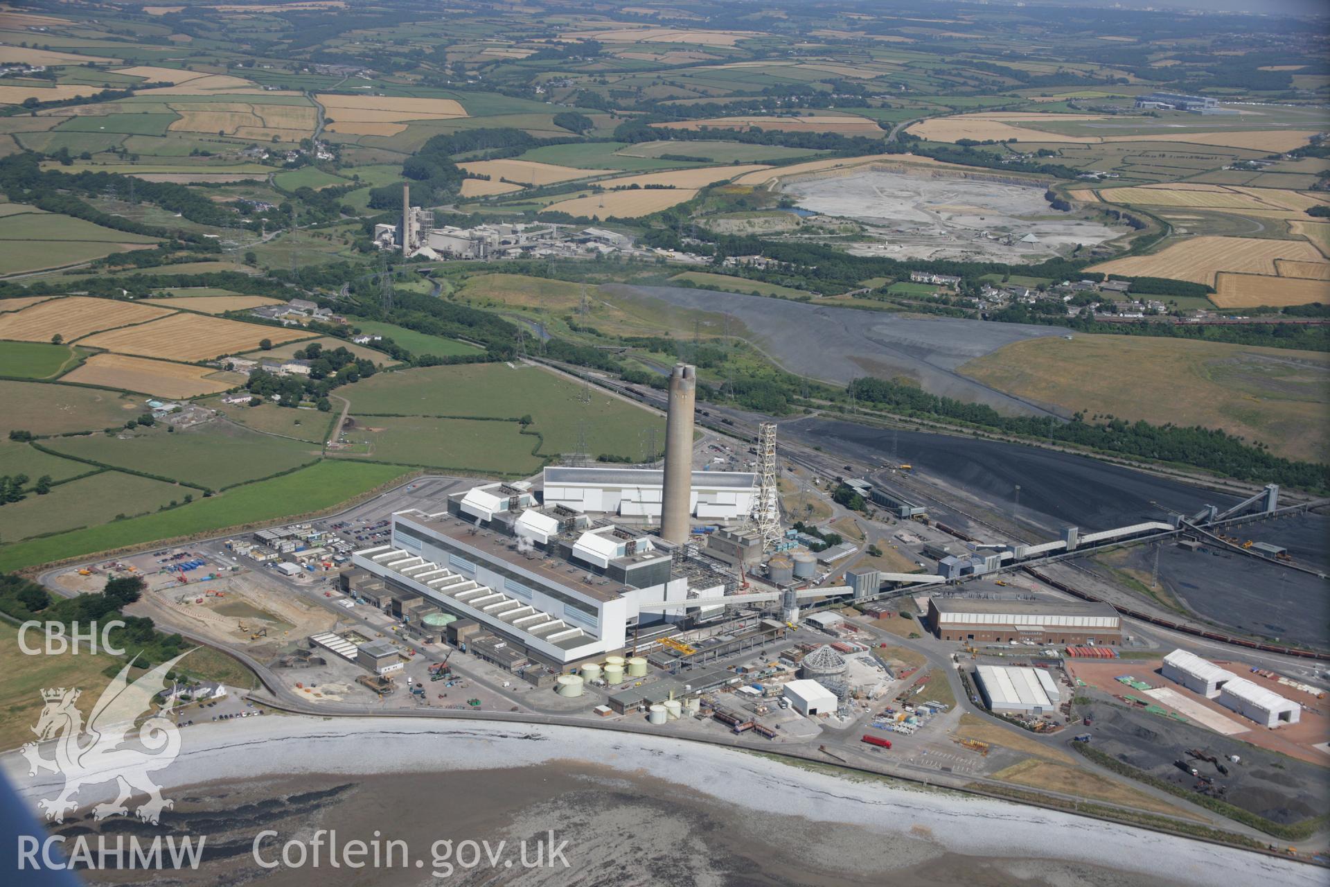 RCAHMW colour oblique aerial photograph of Aberthaw Power Station, West Aberthaw. Taken on 24 July 2006 by Toby Driver.