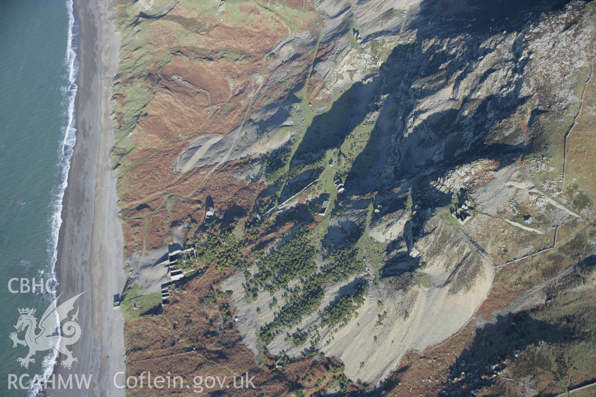 RCAHMW colour oblique aerial photograph of Porth y Nant Stone Quarry from the west. Taken on 09 February 2006 by Toby Driver.