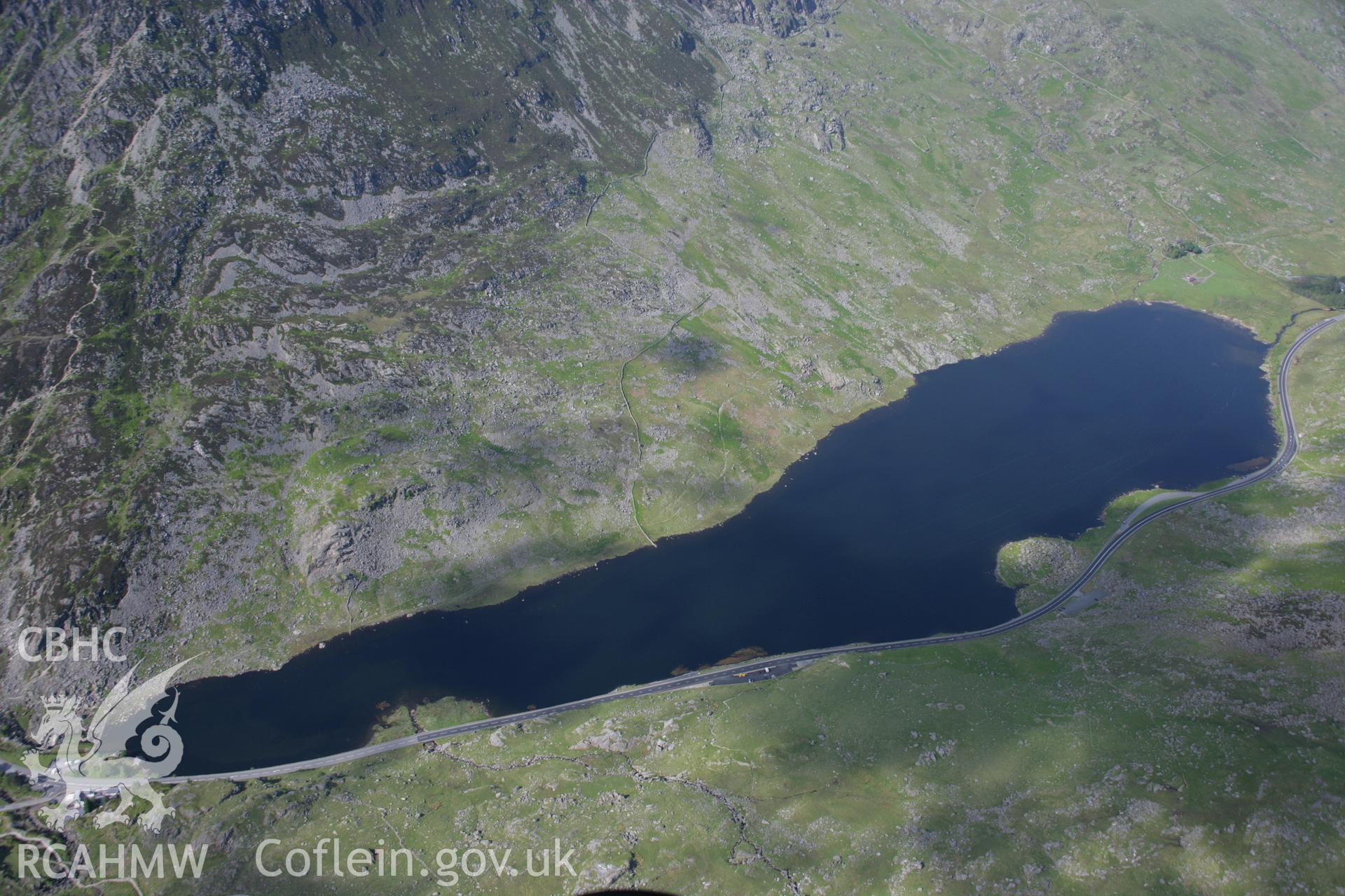 RCAHMW colour oblique aerial photograph of Llyn Ogwen, viewed from the south. Taken on 14 June 2006 by Toby Driver.