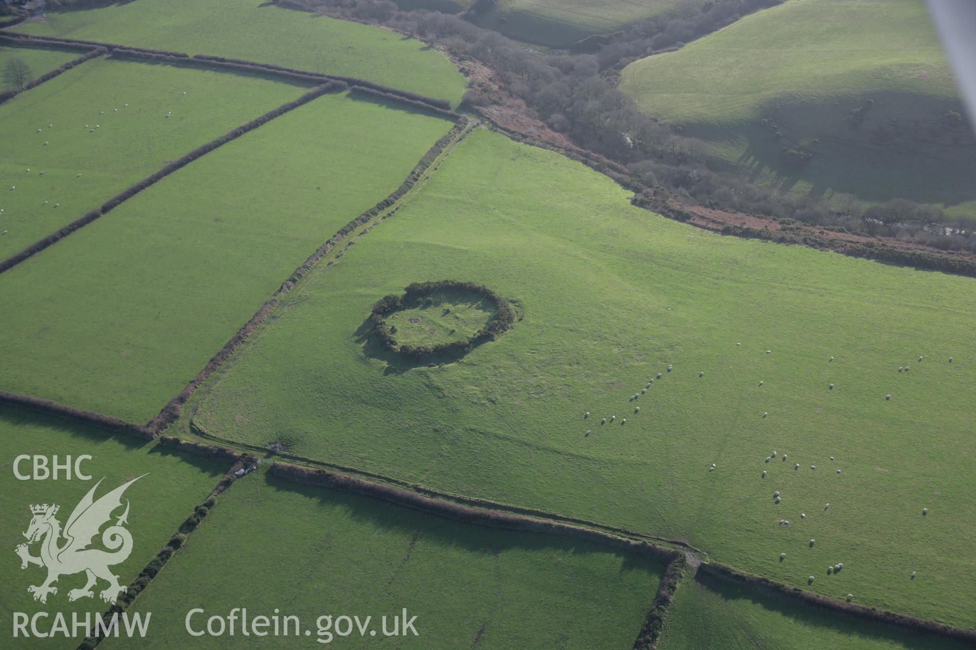 RCAHMW colour oblique aerial photograph of West Ford Rings from the north-west. Taken on 11 January 2006 by Toby Driver.