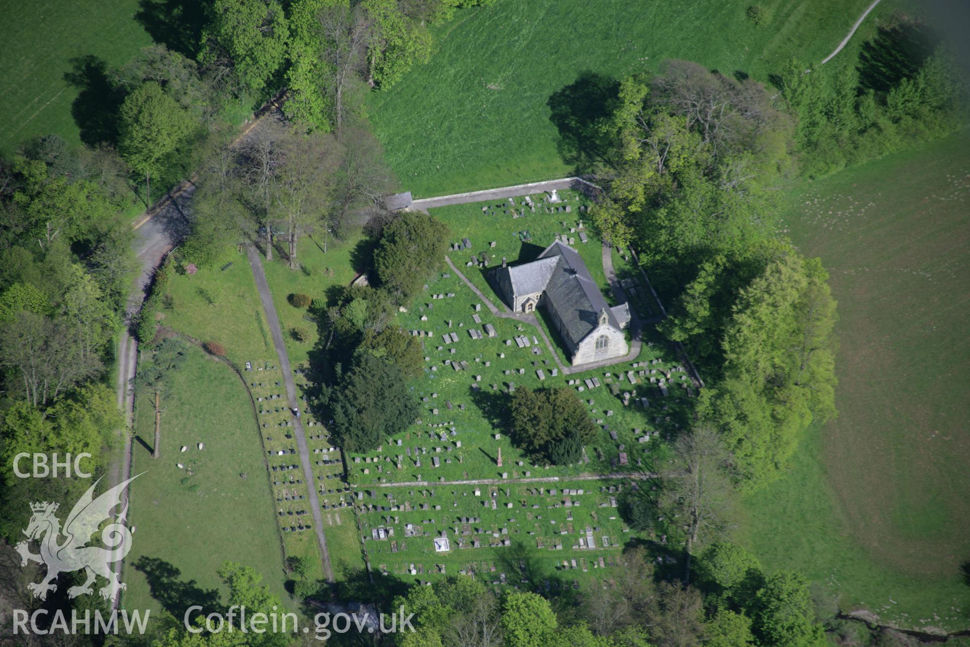 RCAHMW digital colour oblique photograph of St. Tysilio's Church, Llantysilio, from the west. Taken on 05/05/2006 by T.G. Driver.