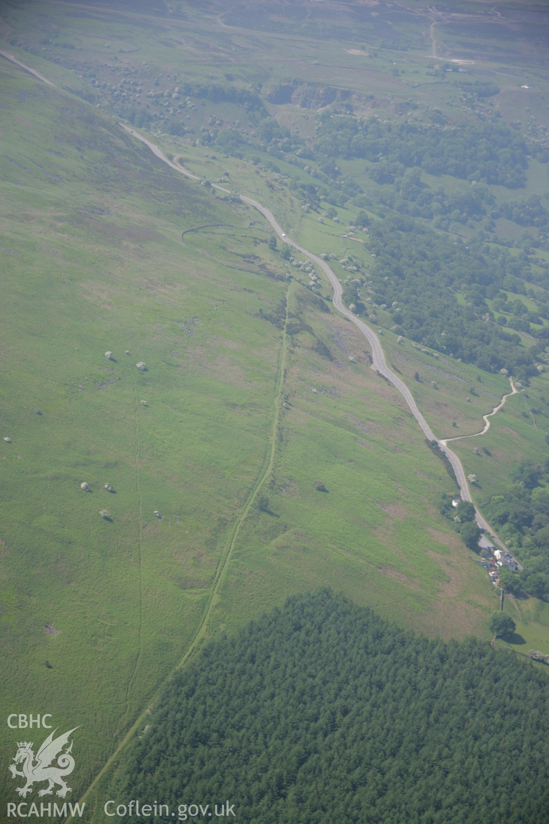 RCAHMW colour oblique aerial photograph of the Blorenge Tunnel on Hill's Tramroad from the north-east. Taken on 09 June 2006 by Toby Driver.