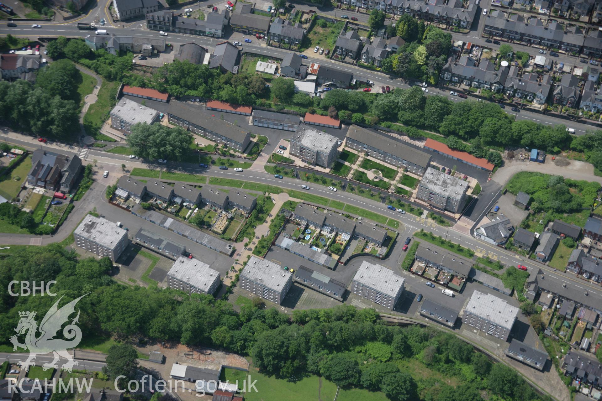 RCAHMW colour oblique aerial photograph of Pontypool from the east showing housing at Pontnewydd. Taken on 09 June 2006 by Toby Driver.