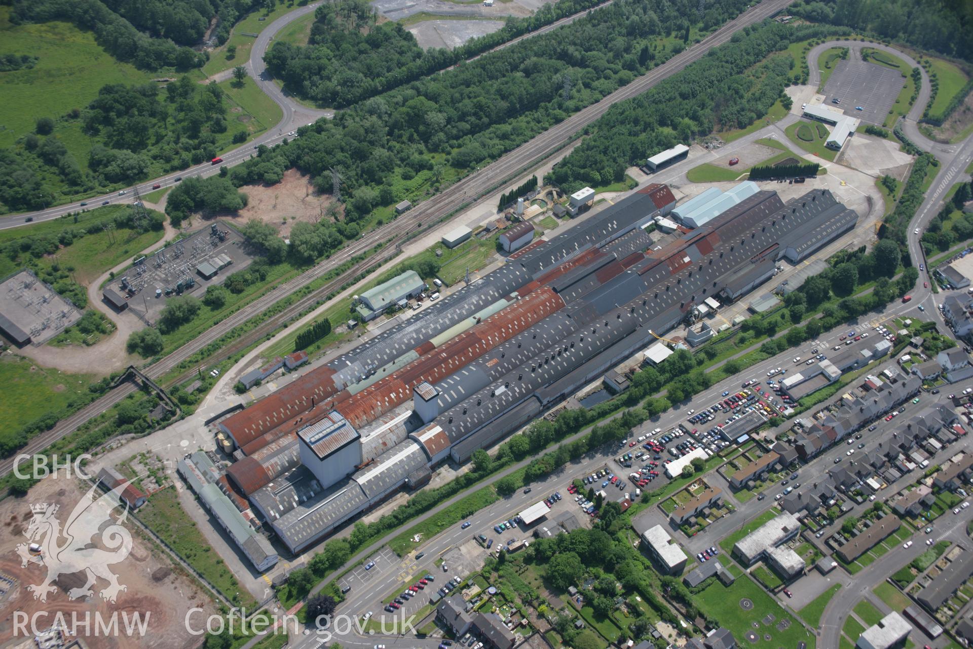 RCAHMW colour oblique aerial photograph of Panteg Steelworks, Pontypool. Taken on 09 June 2006 by Toby Driver.