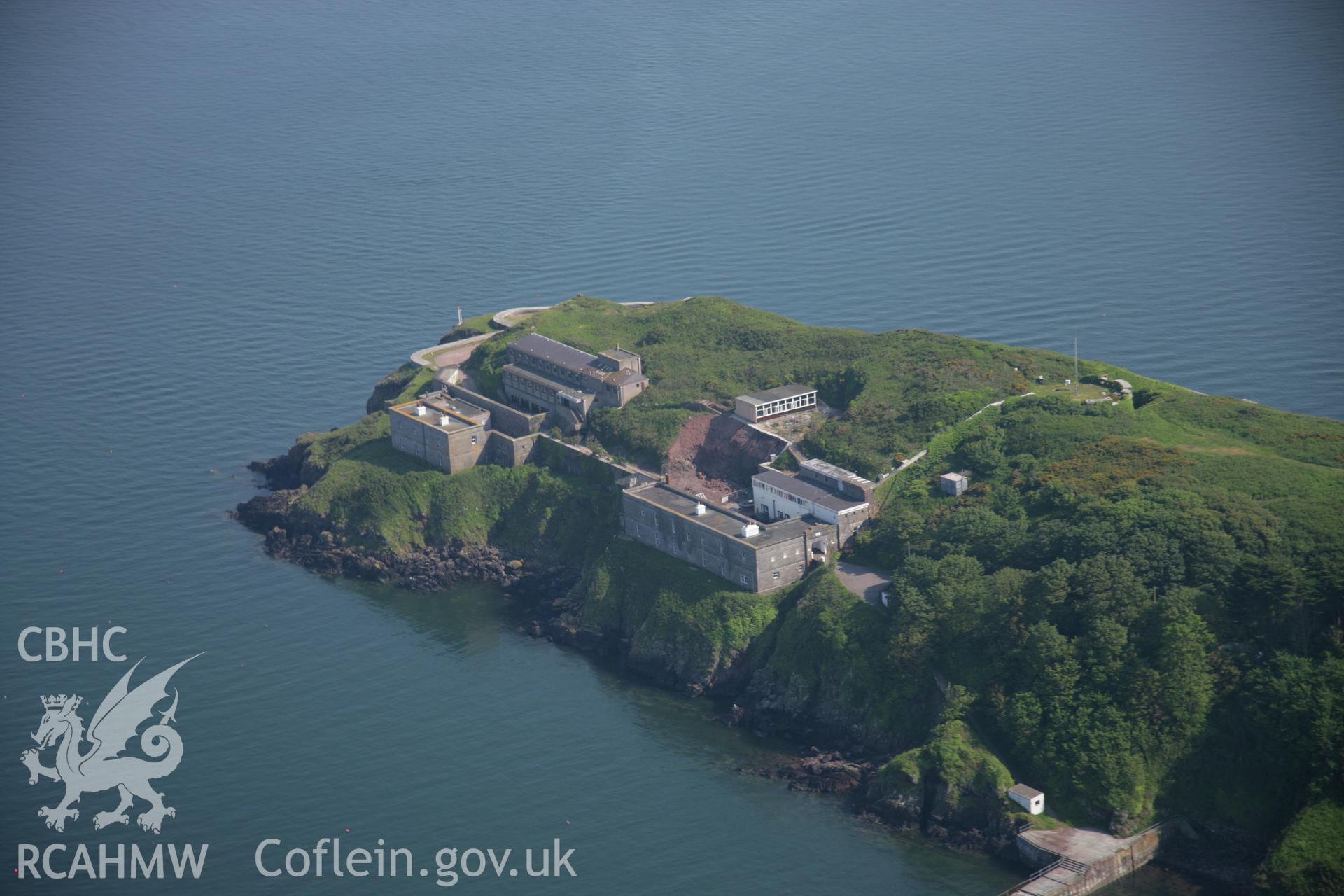 RCAHMW colour oblique aerial photograph of Dale Point Fort from the north-west. Taken on 08 June 2006 by Toby Driver.