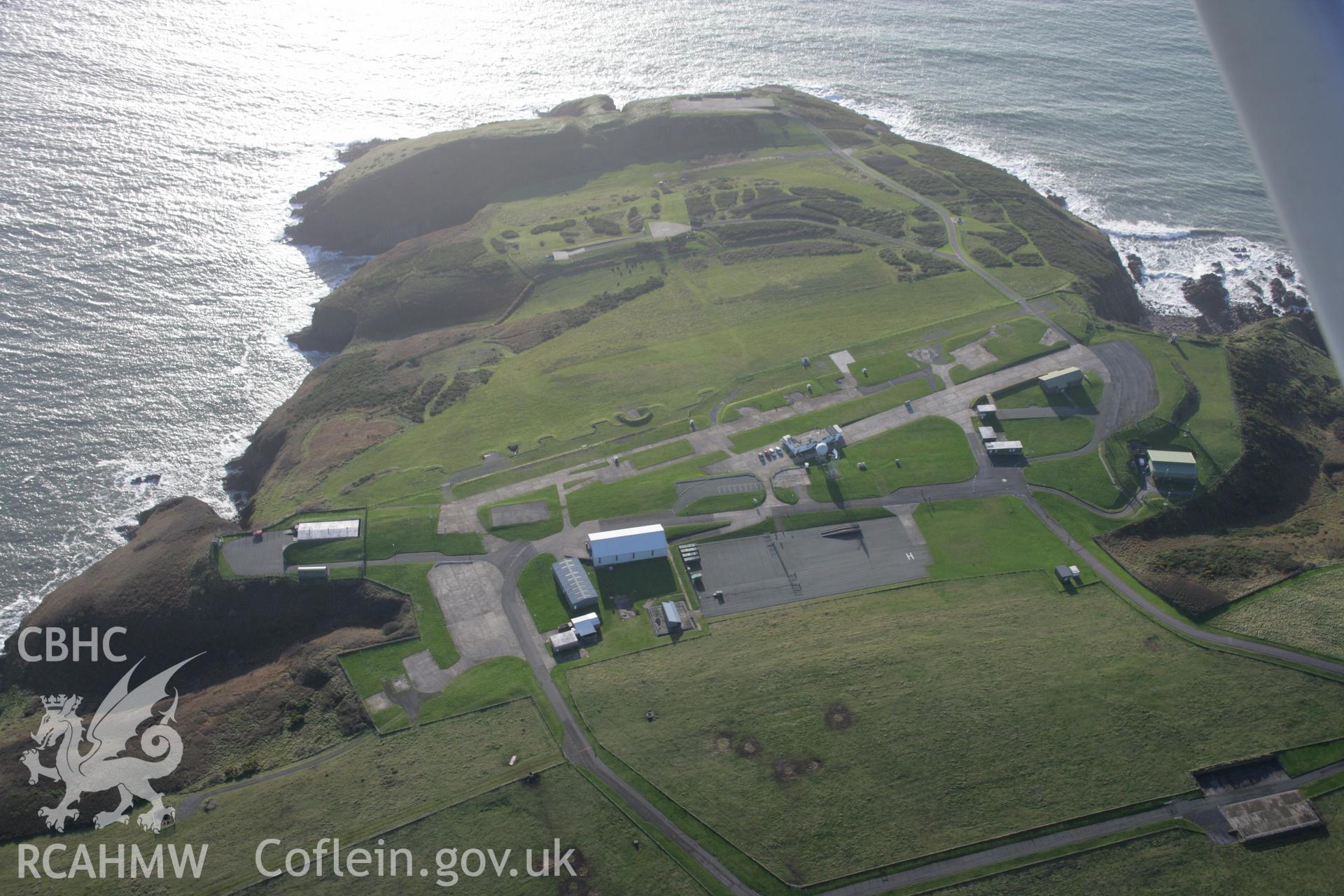 RCAHMW colour oblique aerial photograph of Manorbier Airfield, viewed from the north. Taken on 11 January 2006 by Toby Driver.