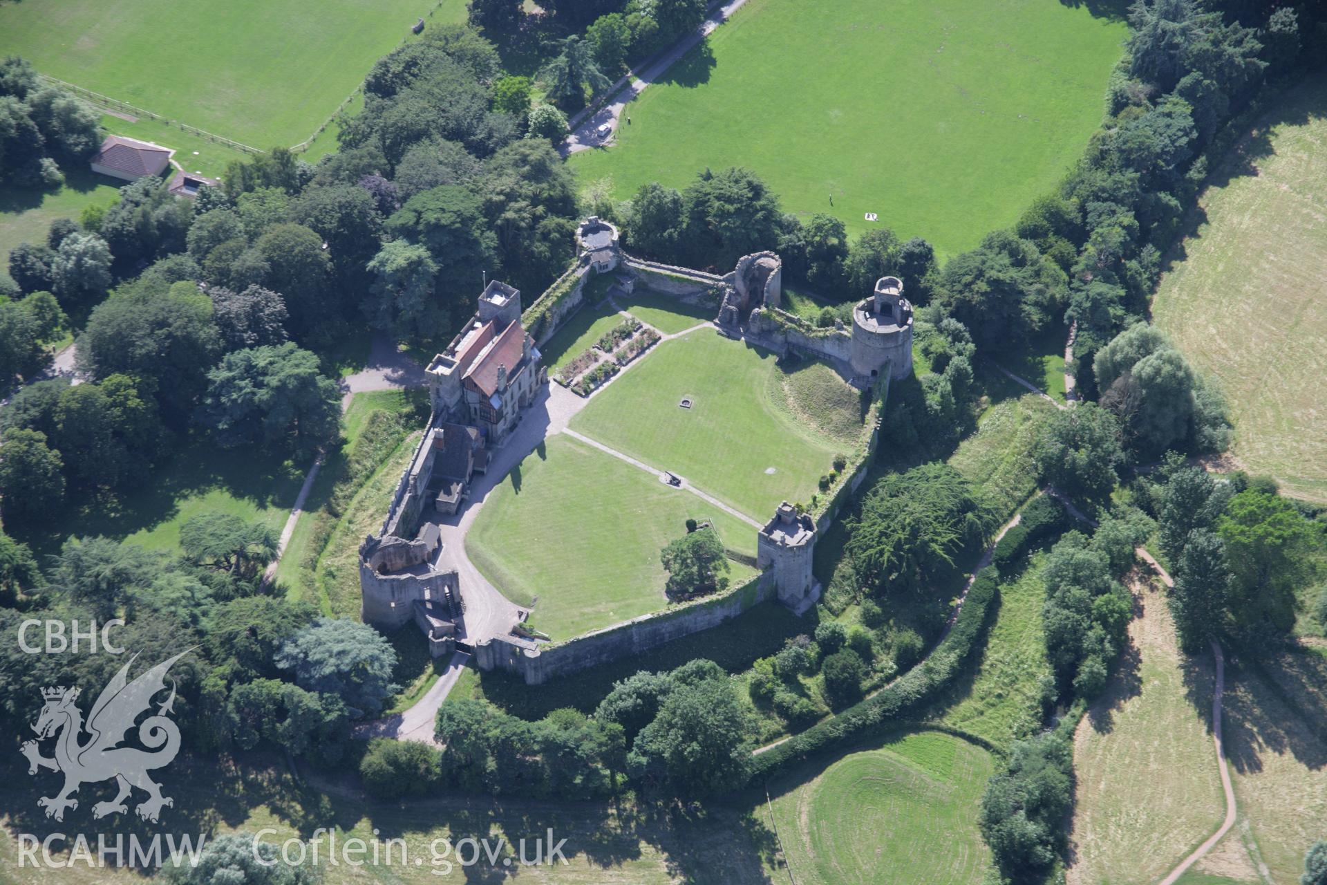 RCAHMW colour oblique aerial photograph of Caldicot Castle. Taken on 13 July 2006 by Toby Driver.