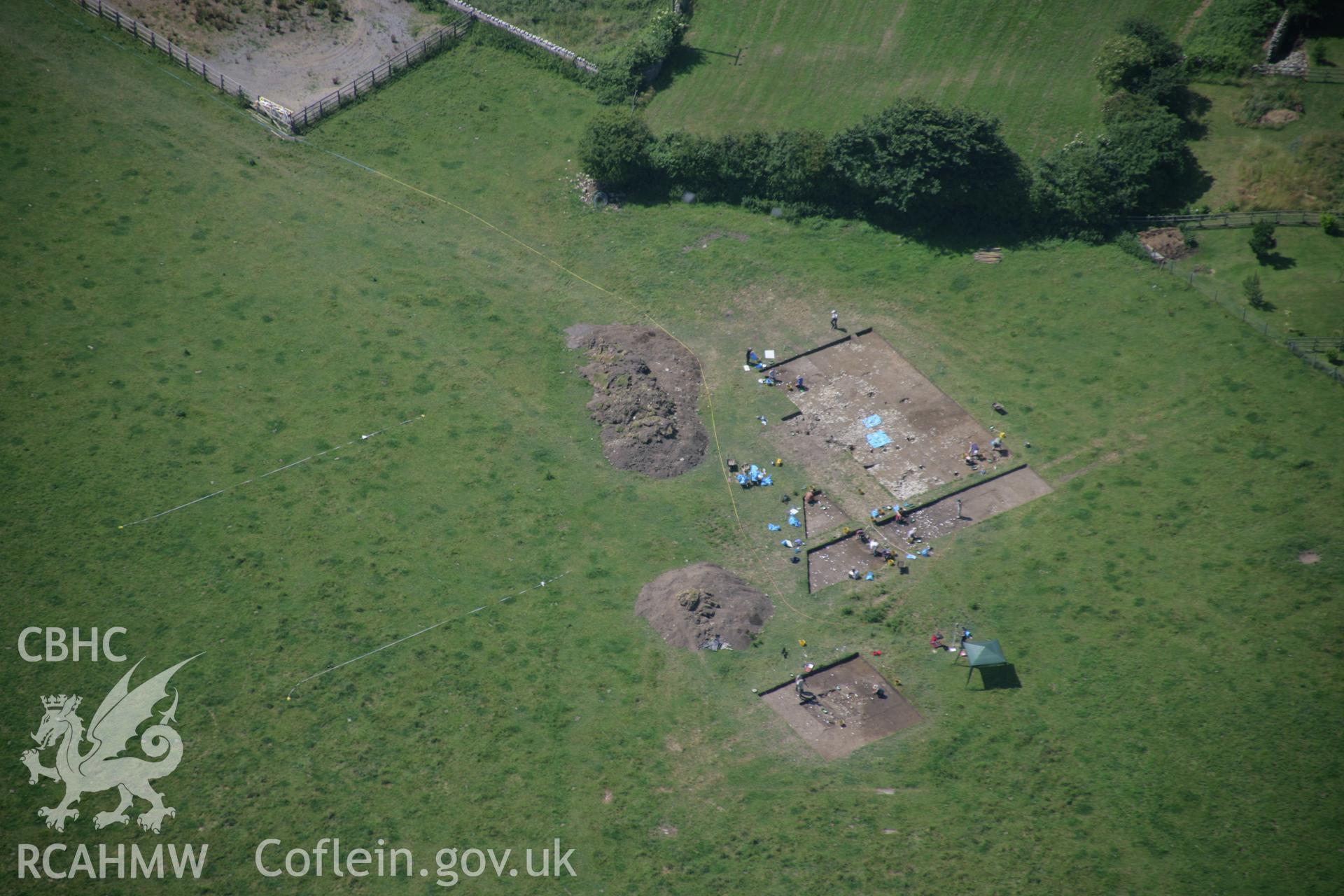 RCAHMW colour oblique photograph of Llanmaes prehistoric settlement excavation. Taken by Toby Driver on 29/06/2006.