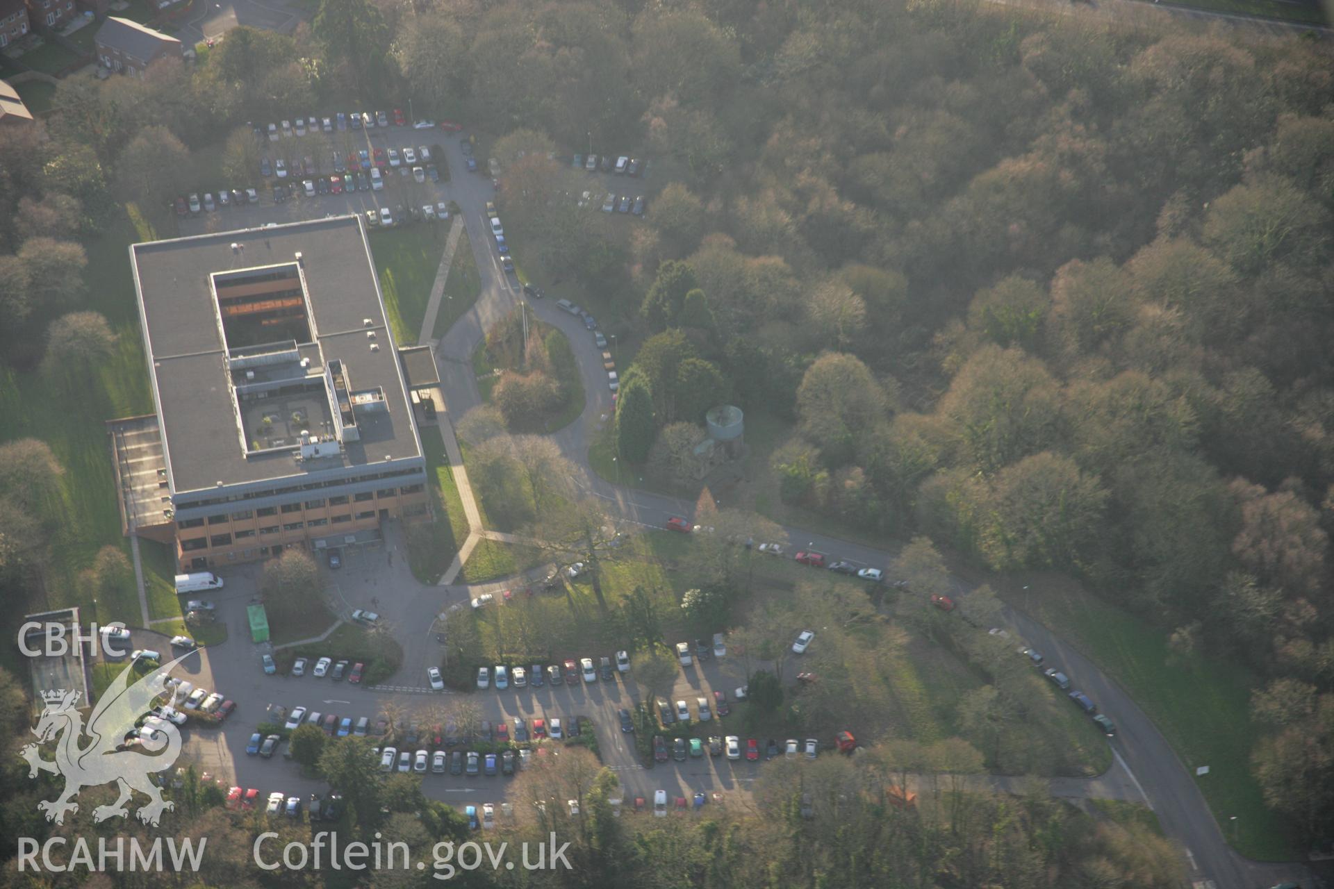 RCAHMW colour oblique aerial photograph of The Equatorial Observatory, Penllergaer, from the north-east. Taken on 26 January 2006 by Toby Driver.