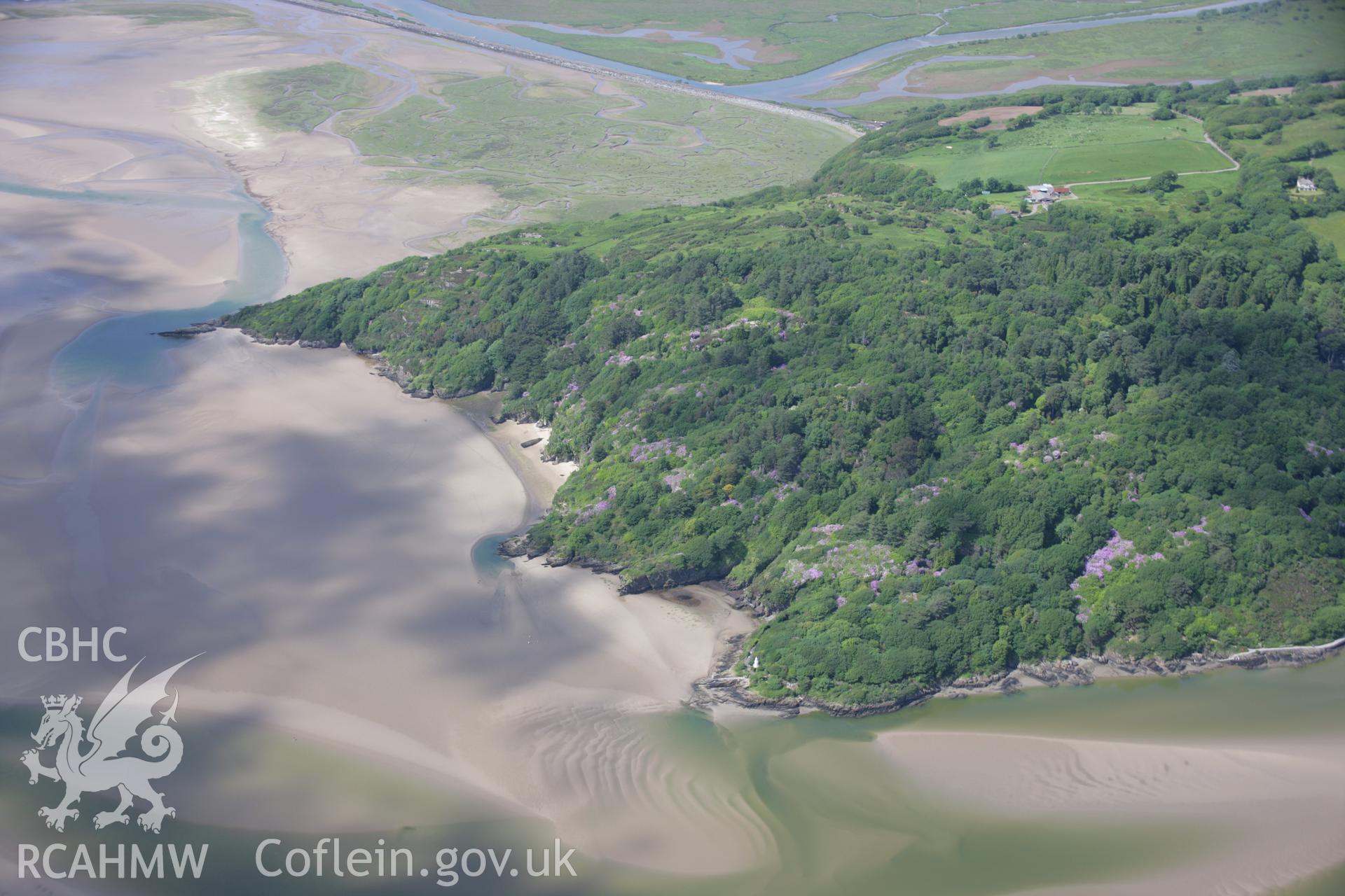 RCAHMW colour oblique aerial photograph of Portmeirion Grounds and Gardens from the south-east. Taken on 14 June 2006 by Toby Driver.