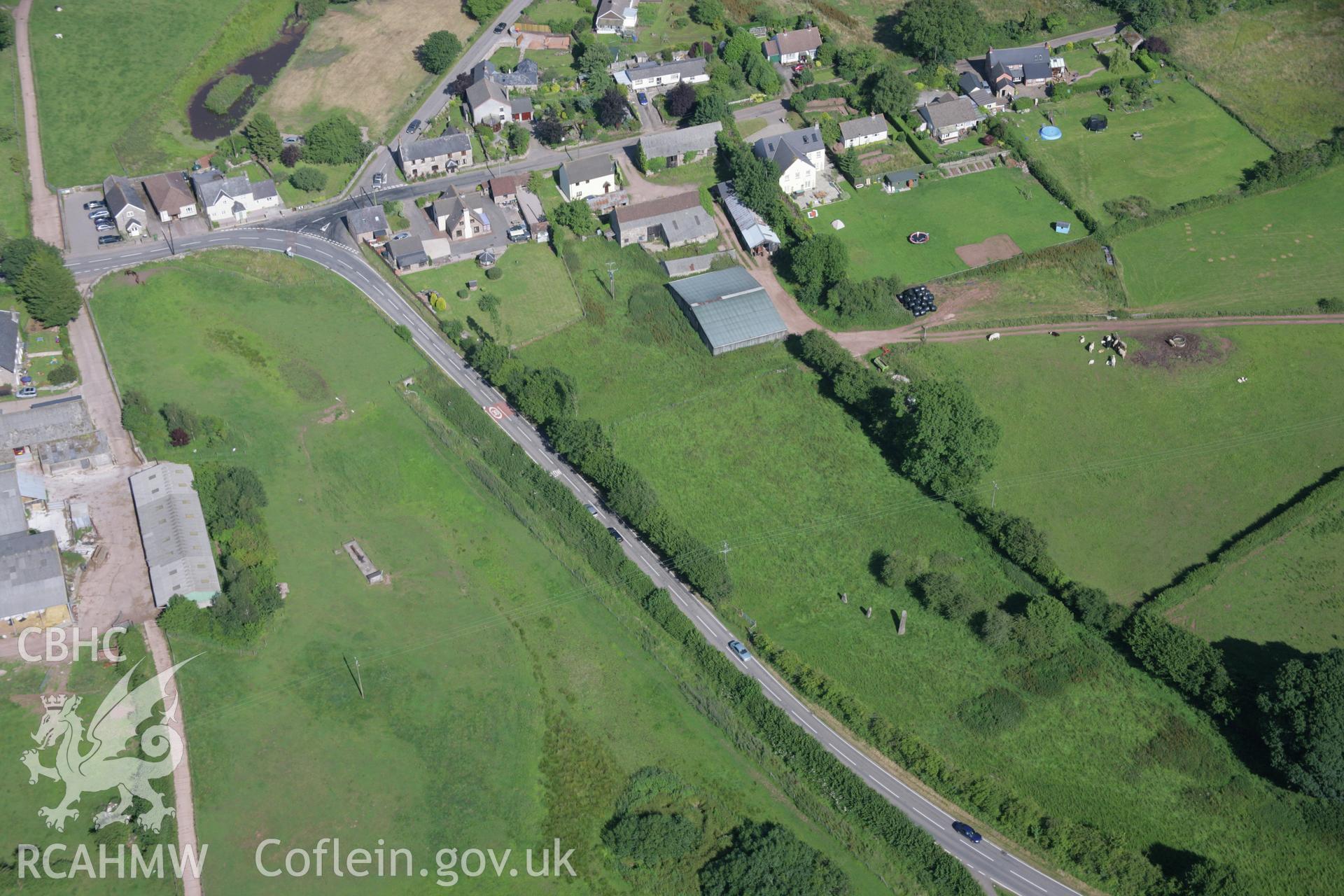 RCAHMW colour oblique aerial photograph of Harold's Stones, Trellech. Taken on 13 July 2006 by Toby Driver.