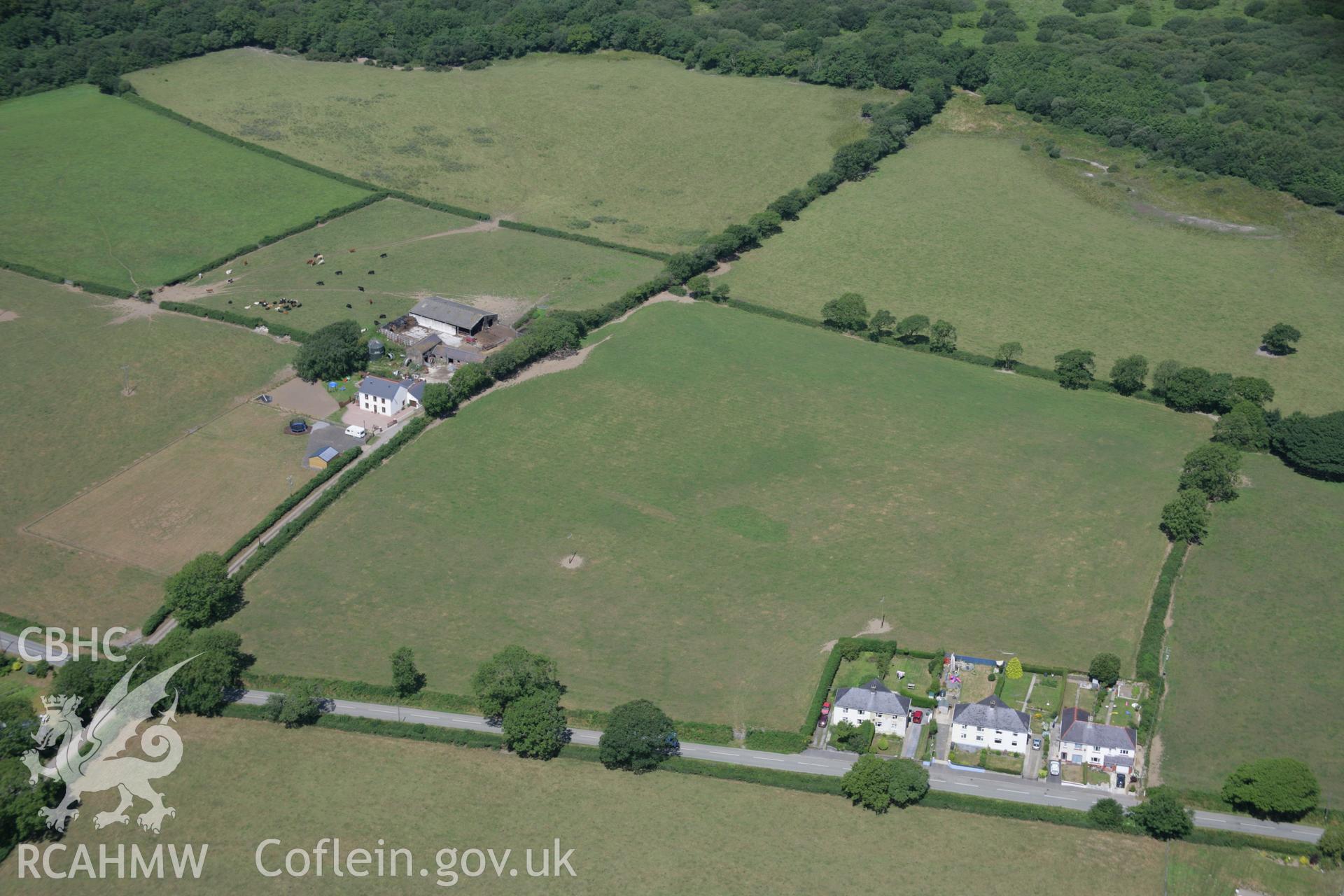 RCAHMW colour oblique aerial photograph of the Roman road west of Carmarthen at Presely View. Taken on 24 July 2006 by Toby Driver.