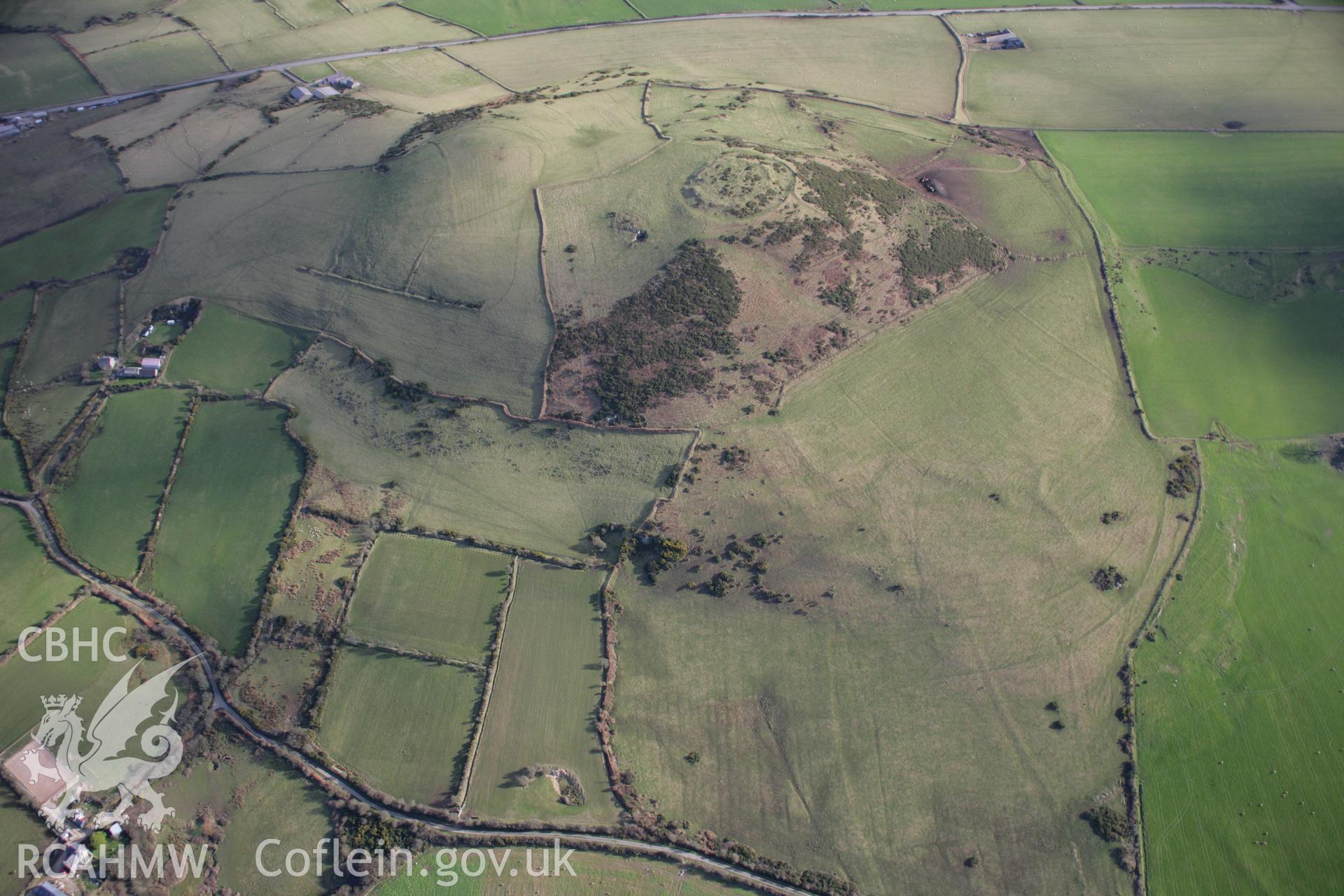 RCAHMW colour oblique aerial photograph of Castell Odo from the north-west. Taken on 09 February 2006 by Toby Driver.