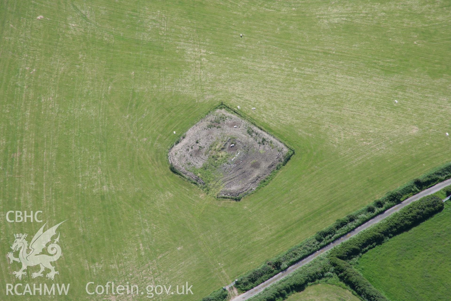 RCAHMW colour oblique aerial photograph of St Merins Church, from the east. Taken on 14 June 2006 by Toby Driver.