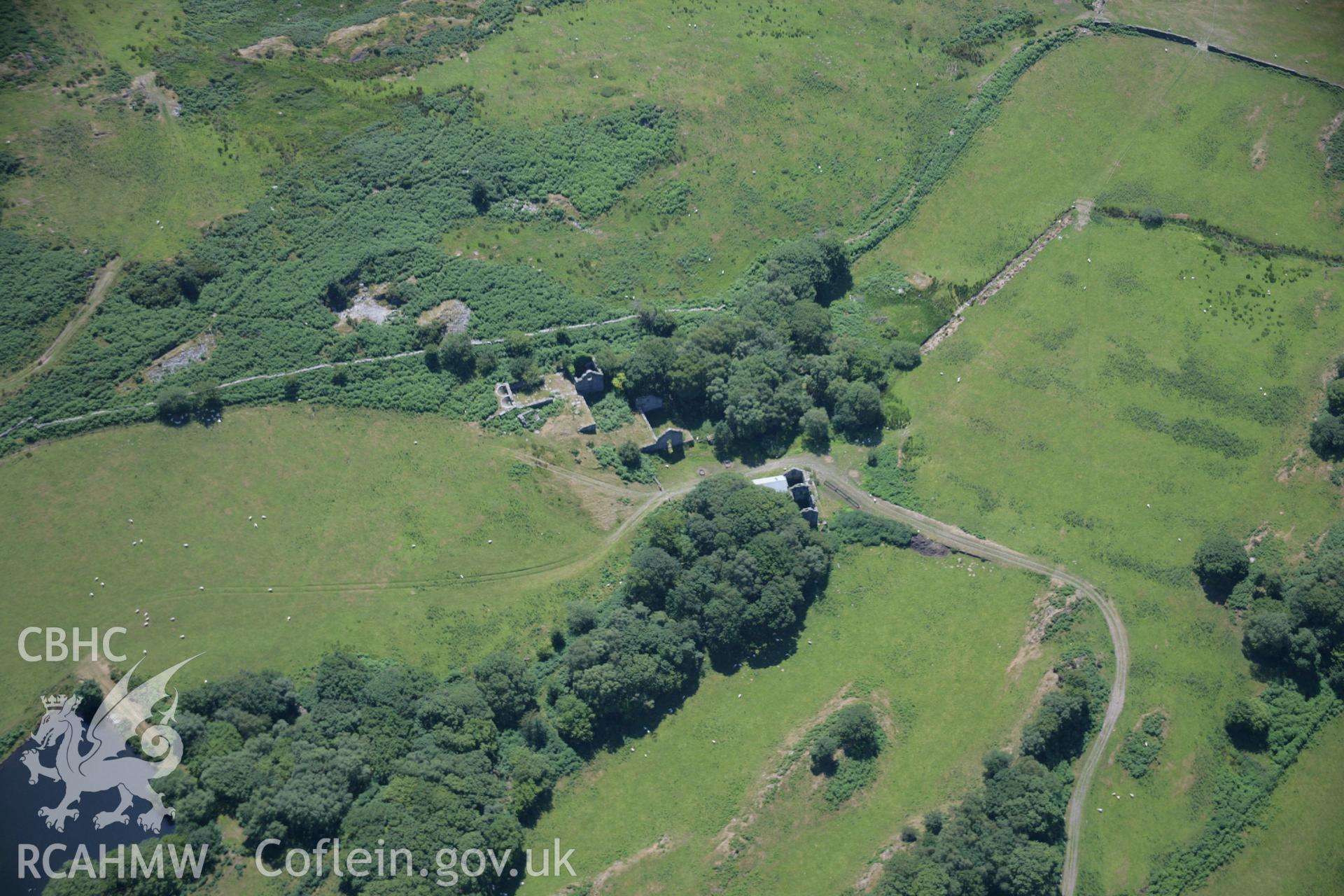 RCAHMW colour oblique aerial photograph of Bryndyfi Lead Mine, Eglwysfach. Taken on 17 July 2006 by Toby Driver.