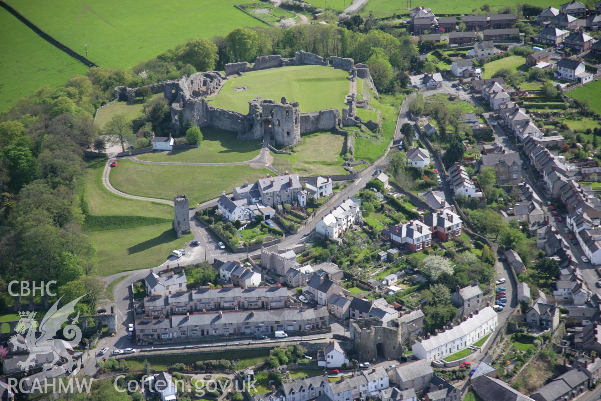 RCAHMW digital colour oblique photograph of Denbigh Upper Town from the north. Taken on 05/05/2006 by T.G. Driver.