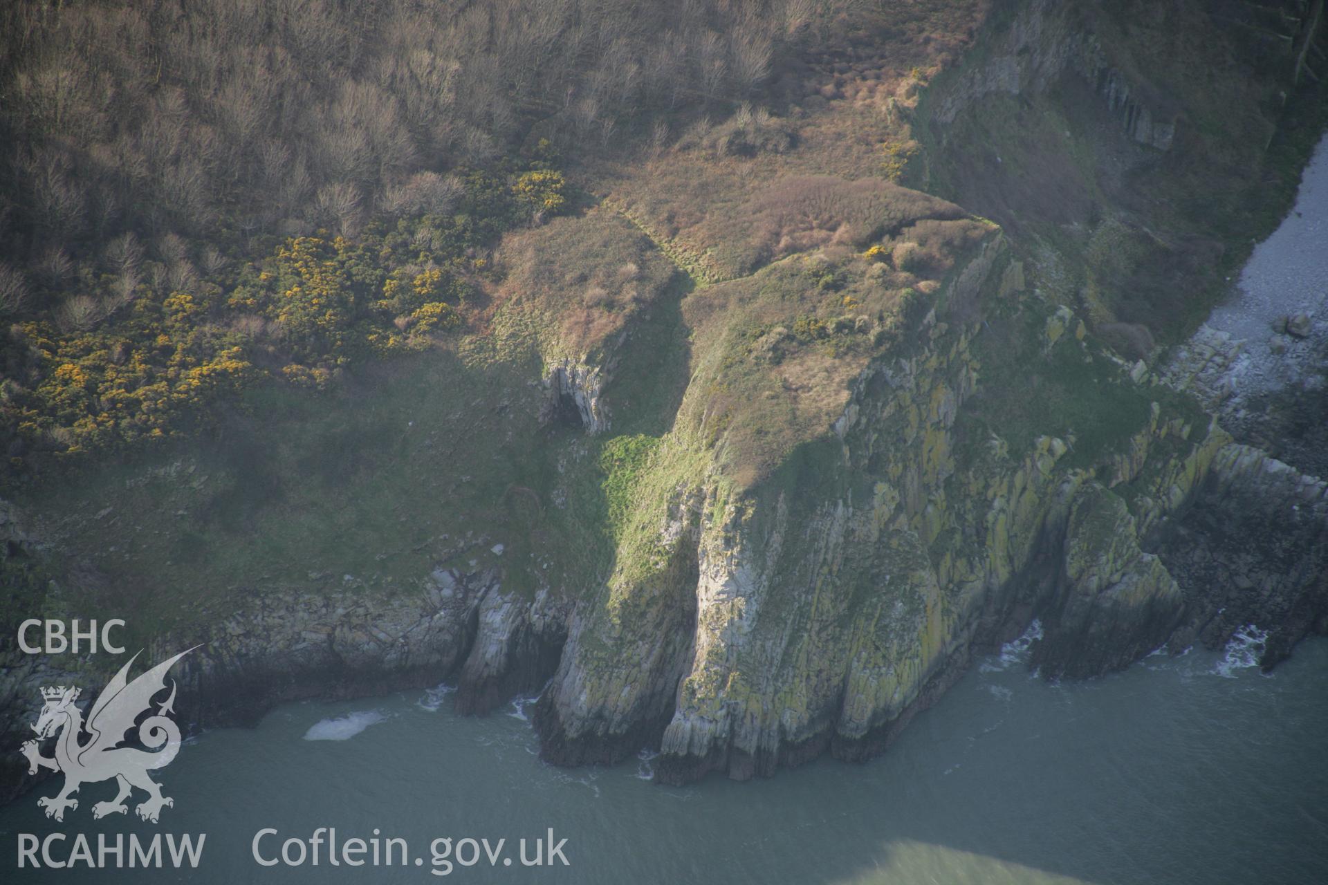 RCAHMW colour oblique aerial photograph of Nanna's Cave, Caldy, viewed from the north-east. Taken on 11 January 2006 by Toby Driver.