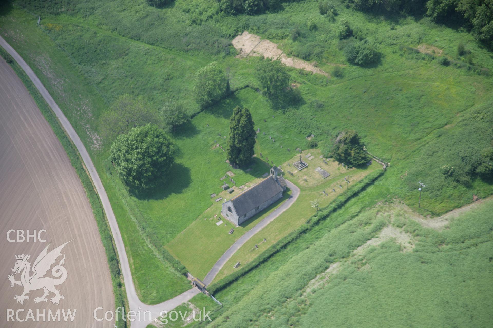 RCAHMW colour oblique aerial photograph of St David's Church, Trostrey, from the north-east. Taken on 09 June 2006 by Toby Driver.