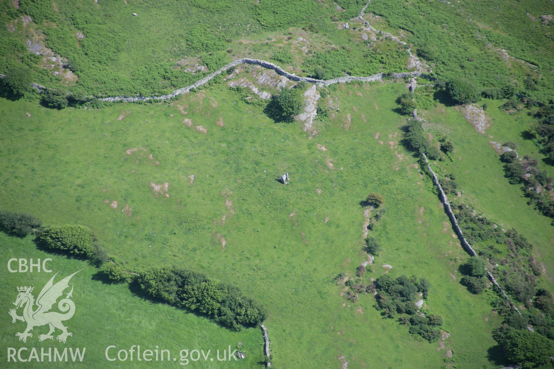 RCAHMW colour oblique aerial photograph of Cist Gerrig Burial Chamber from the north-west. Taken on 14 June 2006 by Toby Driver.