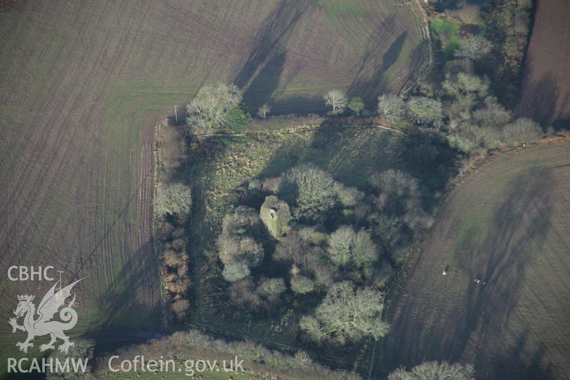 RCAHMW colour oblique aerial photograph of Newton North Church, viewed from the south-east. Taken on 11 January 2006 by Toby Driver.