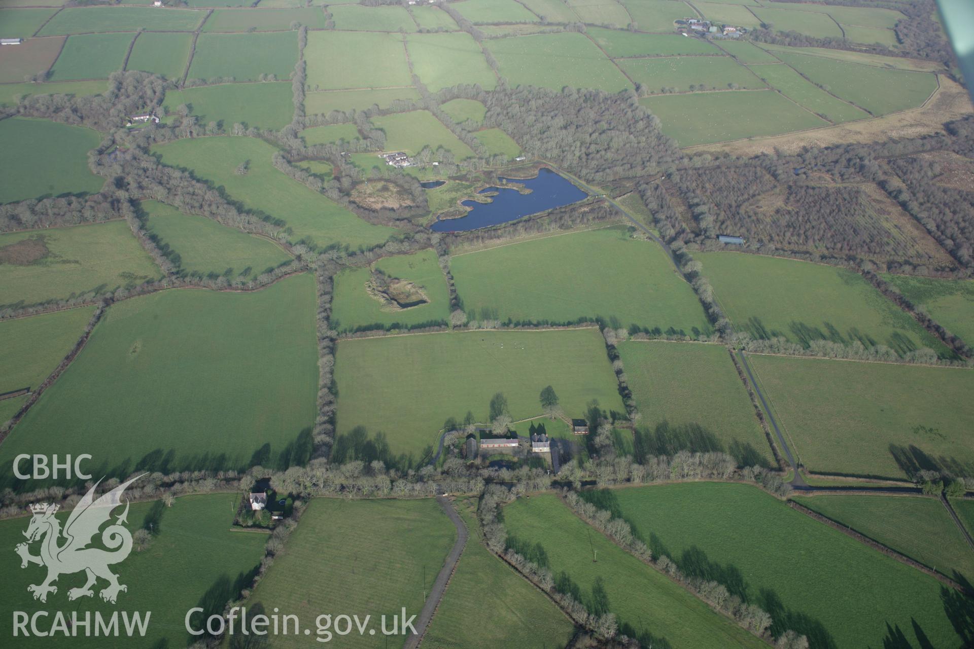 RCAHMW colour oblique aerial photograph of Colby Moor Battlefield, Wiston, from the south. Taken on 11 January 2006 by Toby Driver.