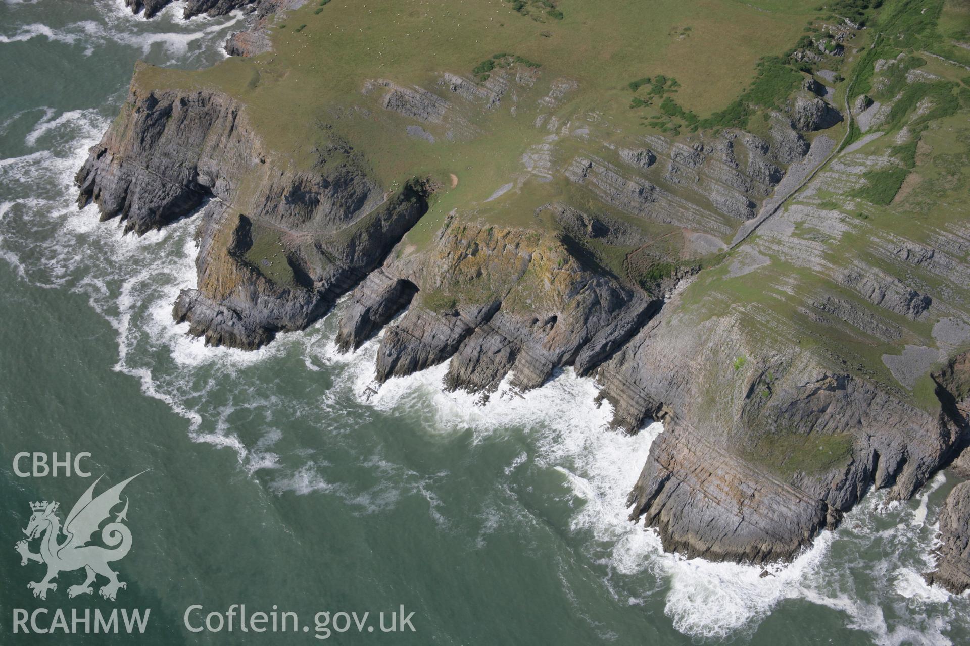 RCAHMW colour oblique aerial photograph of Goat's Hole Cave, Paviland. Taken on 11 July 2006 by Toby Driver.