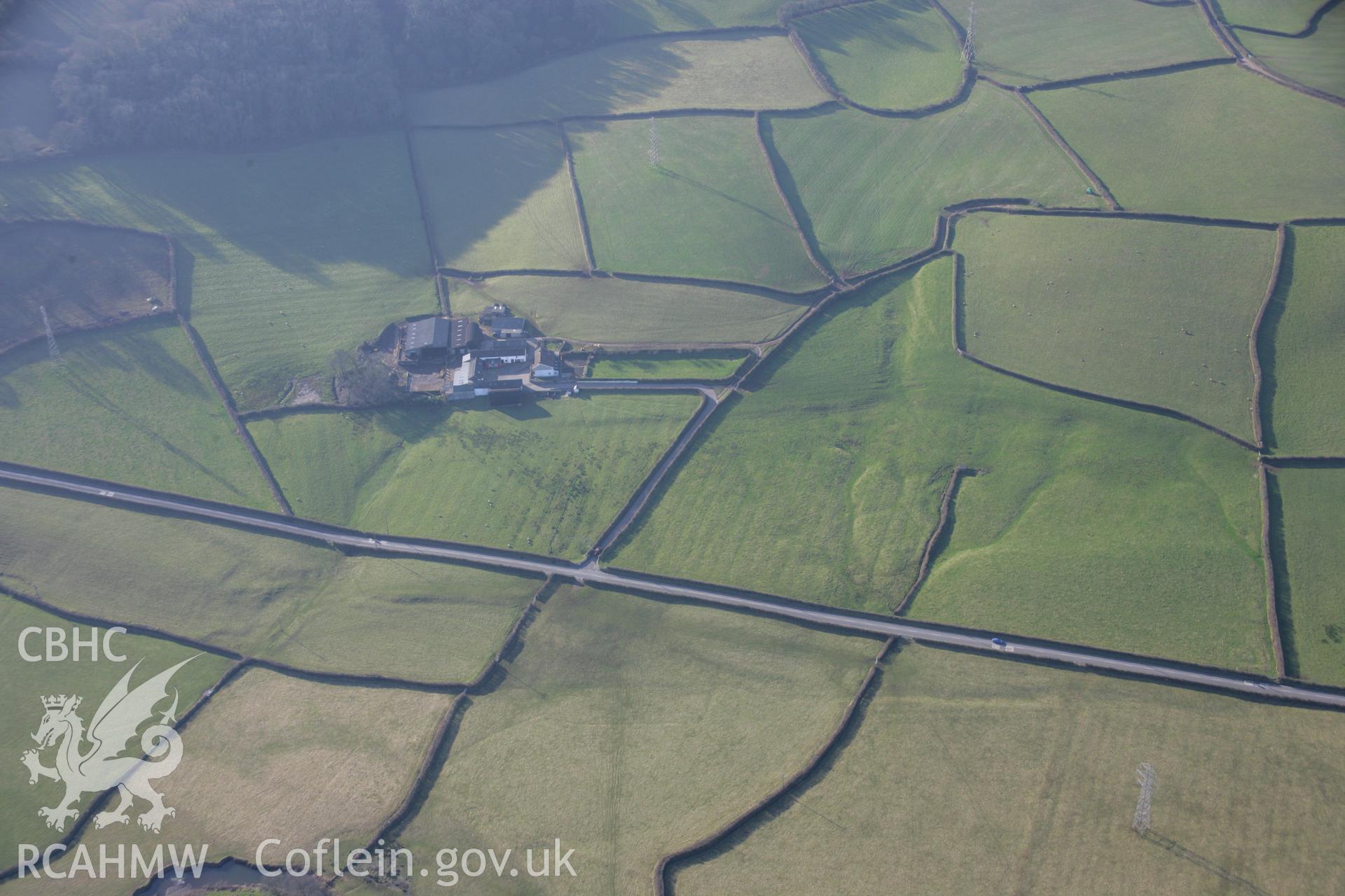 RCAHMW colour oblique aerial photograph showing ridge and furrow at Pant-Glas, viewed from the east. Taken on 26 January 2006 by Toby Driver.