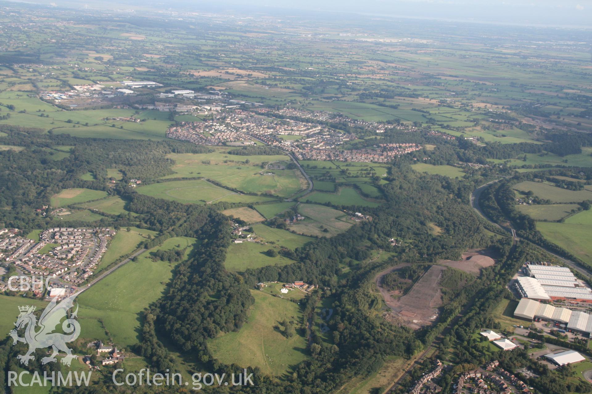 Digital colour photograph showing Bryn Alyn Hillfort and the surrounding area.