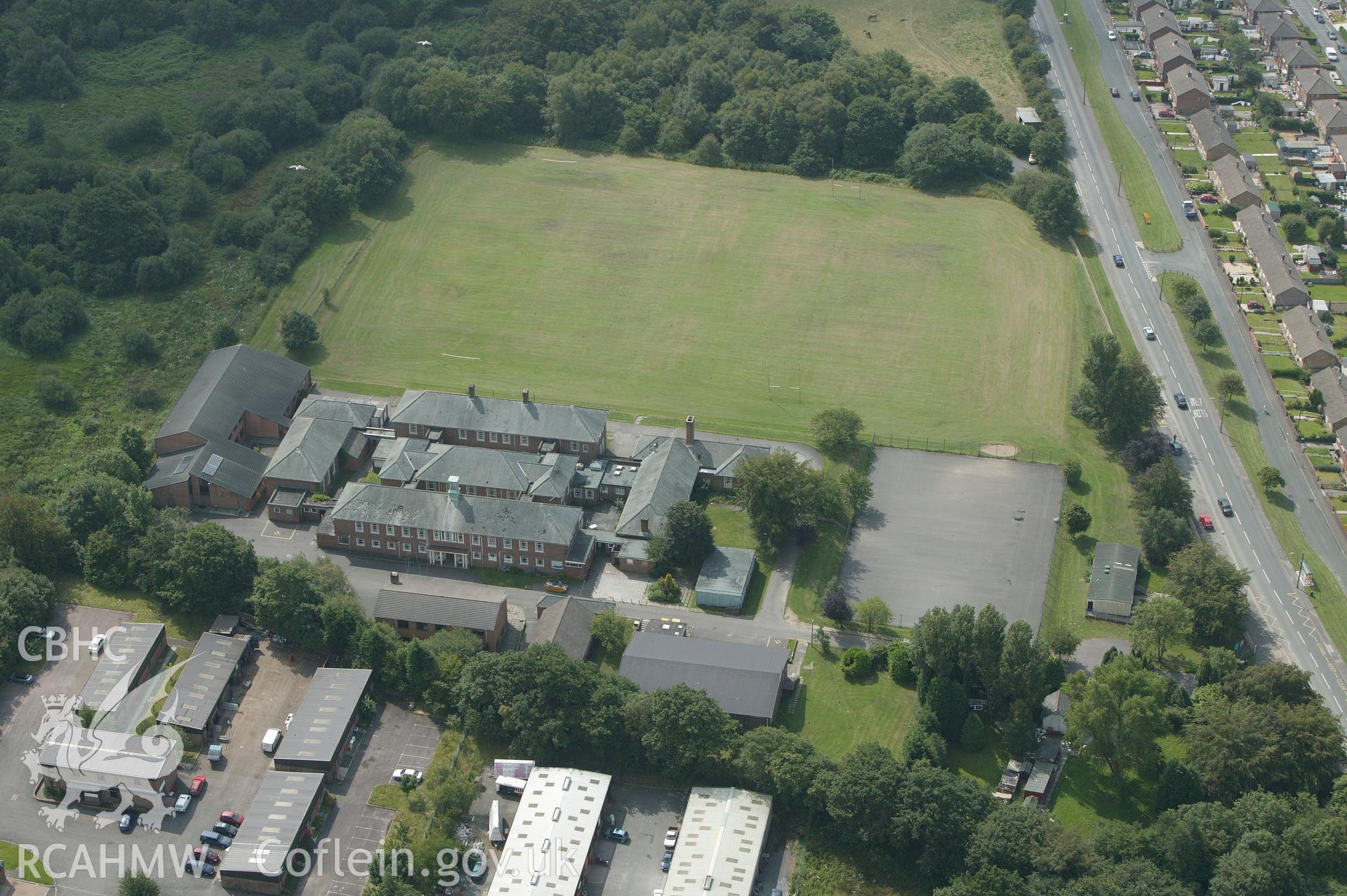 1 digital aerial photograph showing Bedwellty school, Aberbargoed.