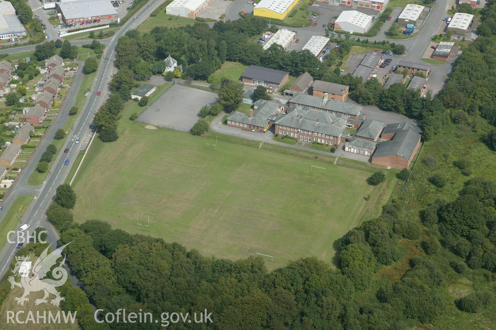 1 digital aerial photograph showing Bedwellty school, Aberbargoed.