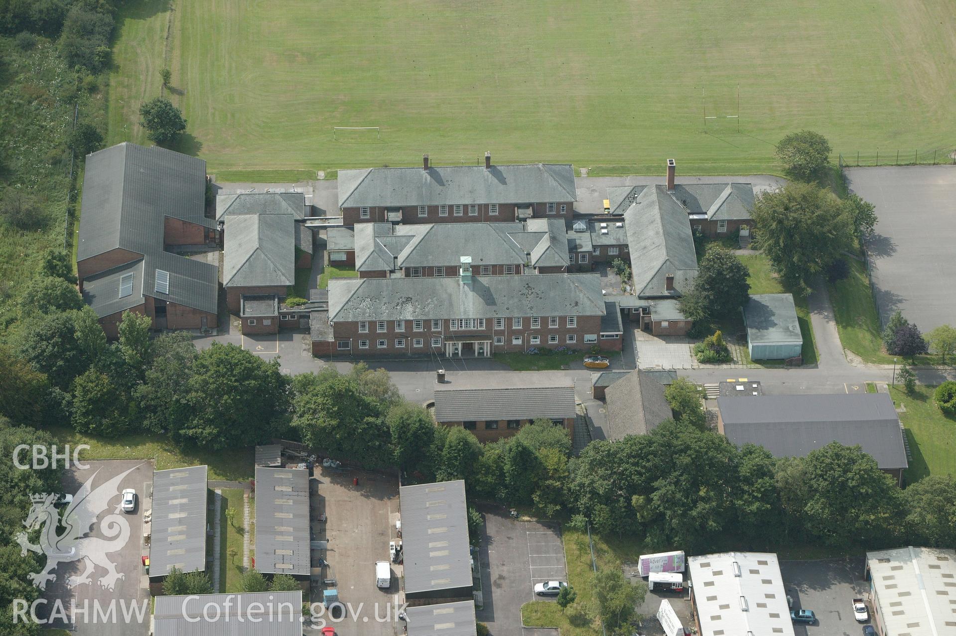 1 digital aerial photograph showing Bedwellty school, Aberbargoed.