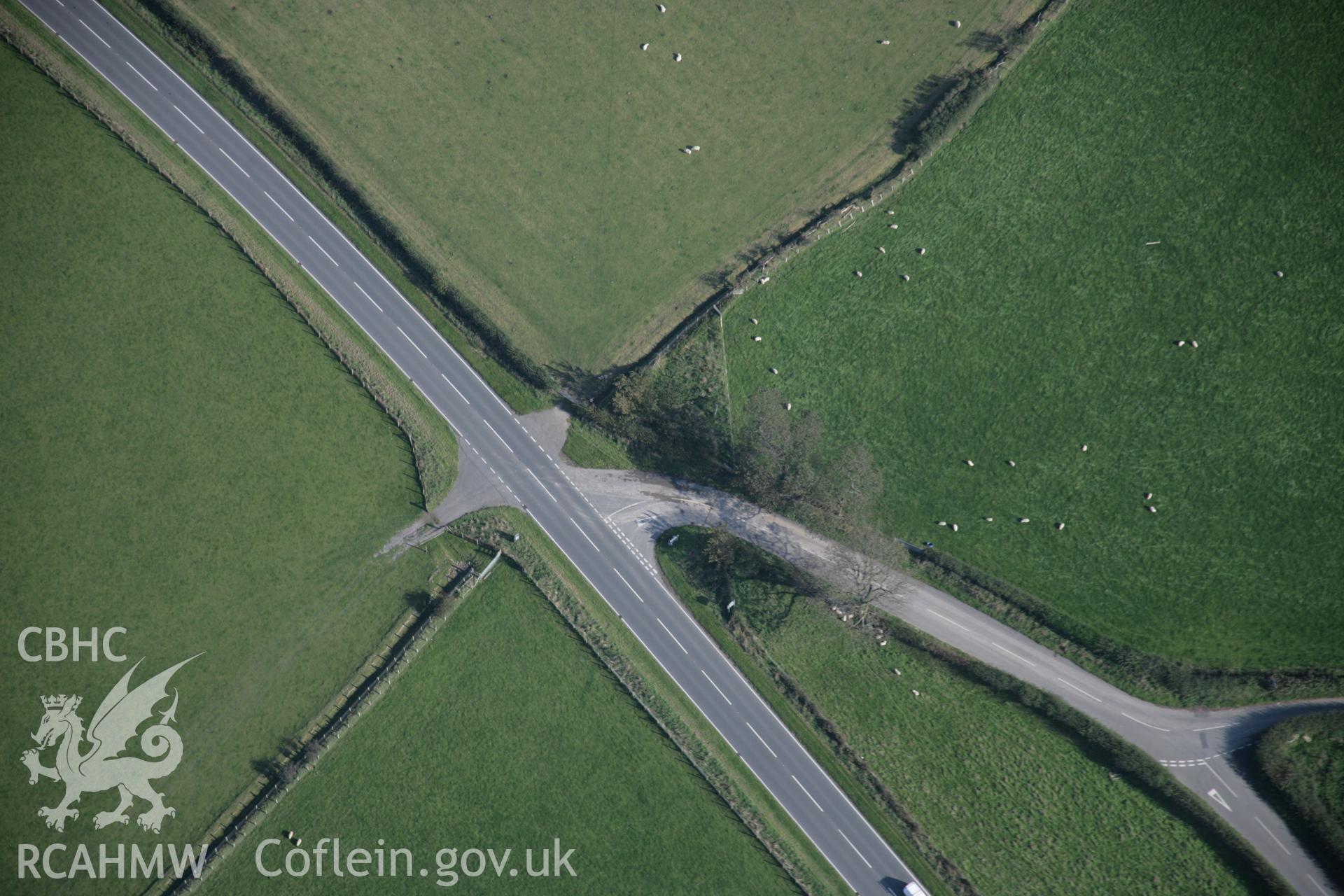 RCAHMW colour oblique aerial photograph of Croes Faen Pall Mall from the north-west. Taken on 17 October 2005 by Toby Driver