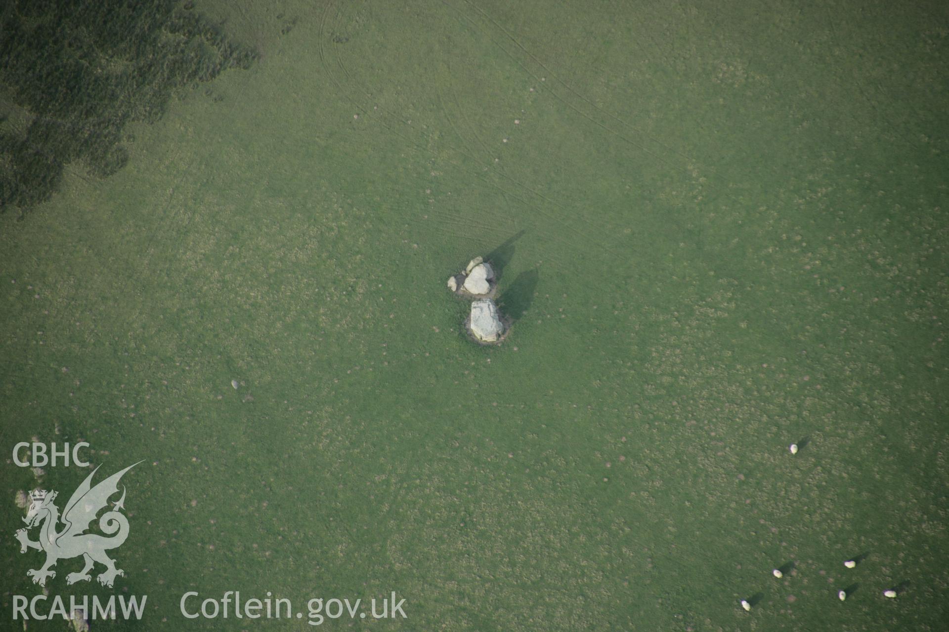 RCAHMW digital colour oblique photograph of Presaddfed Burial Chambers. Taken on 20/03/2005 by T.G. Driver.