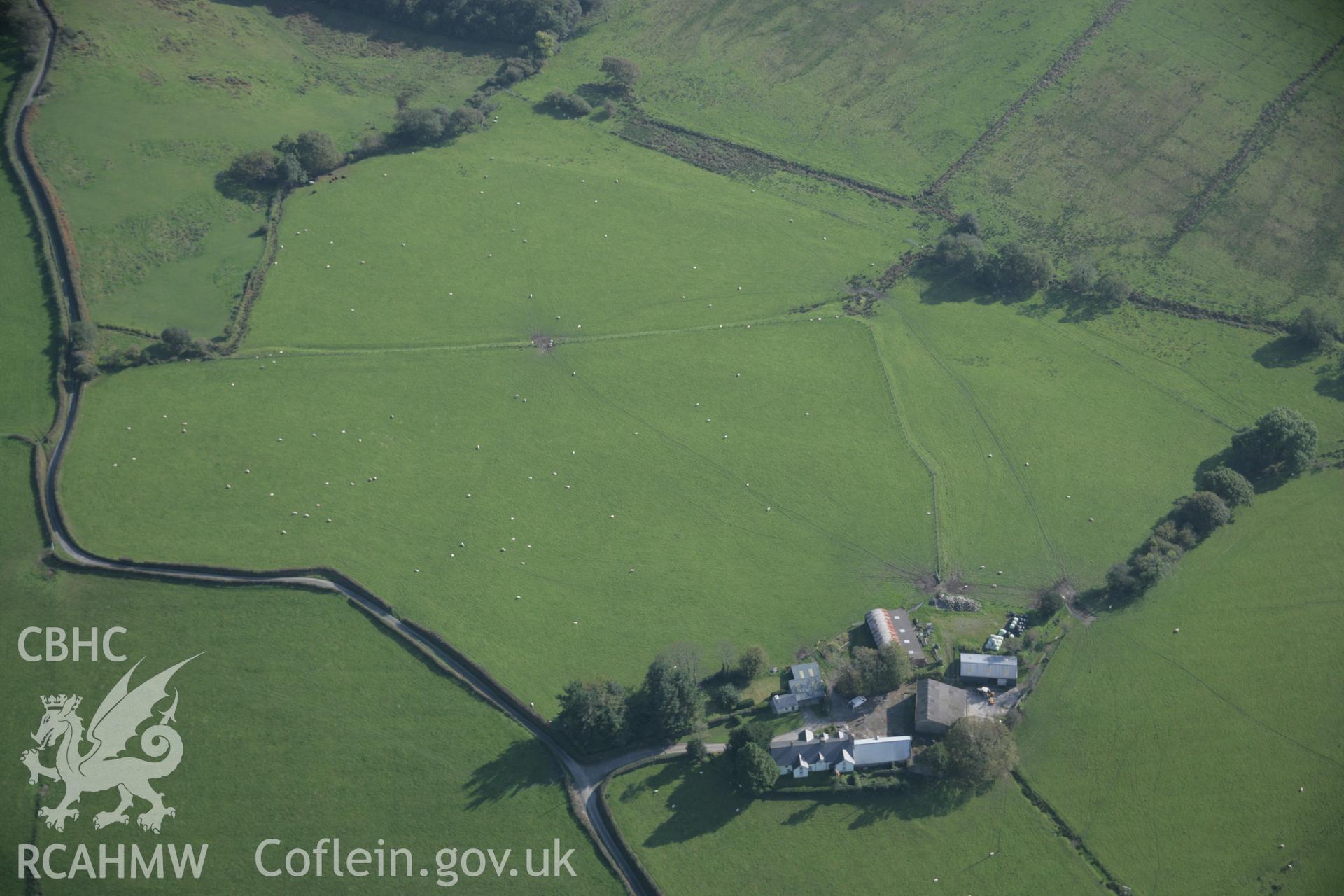 RCAHMW colour oblique aerial photograph of Cefn Caer Roman Fort, Pennal, from the north-west. Taken on 17 October 2005 by Toby Driver