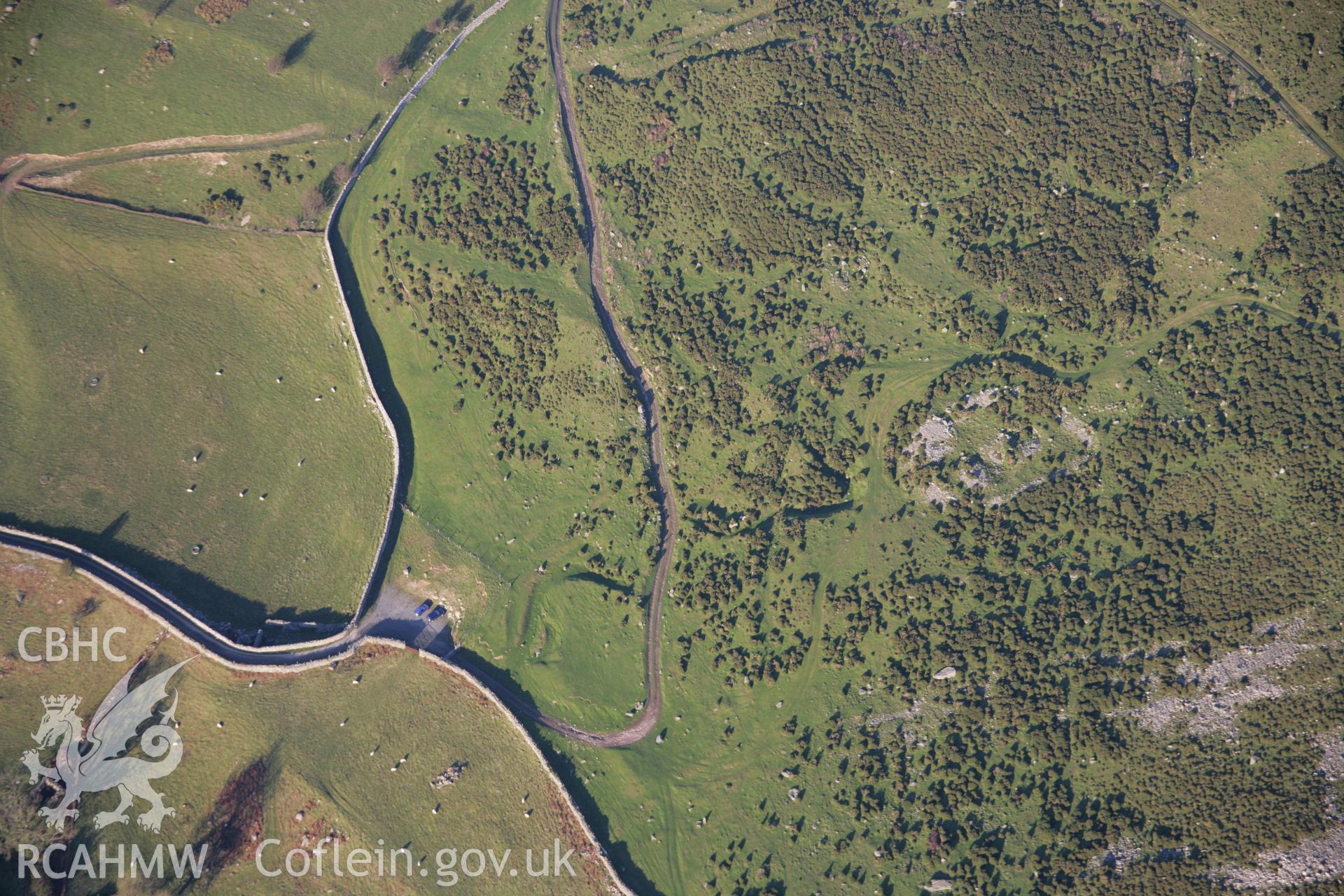 RCAHMW colour oblique aerial photograph of a hut group west of Foel Dduarth. Taken on 21 November 2005 by Toby Driver