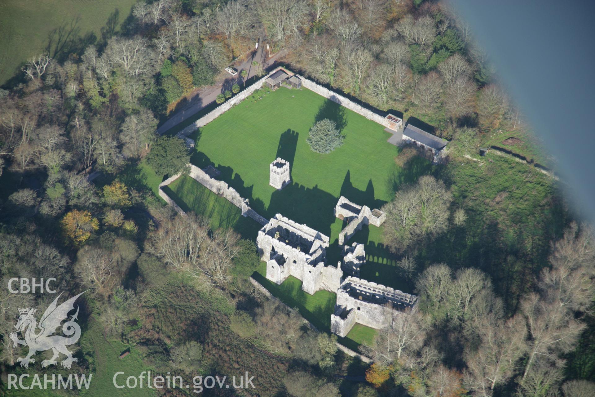 RCAHMW colour oblique aerial photograph of Lamphey Bishop's Palace, viewed from the south-east Taken on 19 November 2005 by Toby Driver