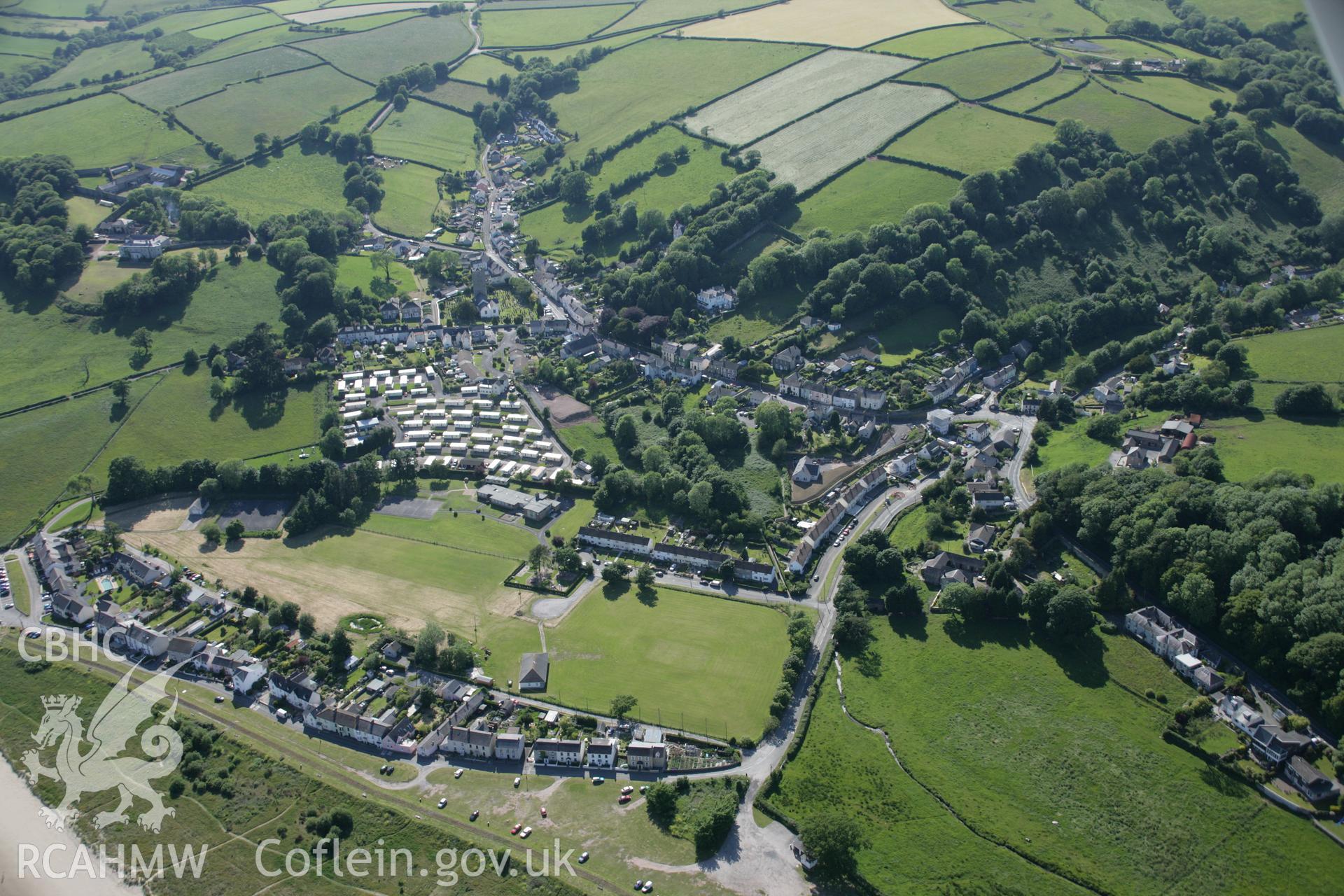 RCAHMW colour oblique aerial photograph of Llanstephan, in general view from south-east. Taken on 09 June 2005 by Toby Driver
