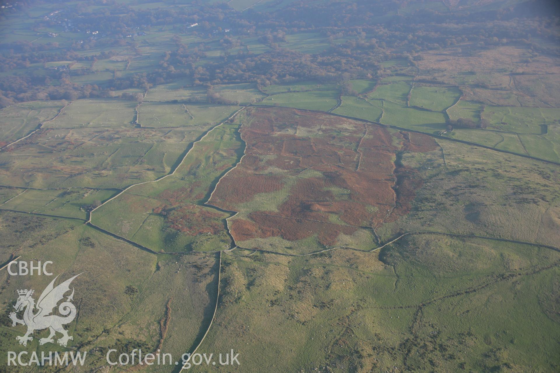 RCAHMW colour oblique aerial photograph of a field system near Maen y Bardd, Rhiw. Taken on 21 November 2005 by Toby Driver