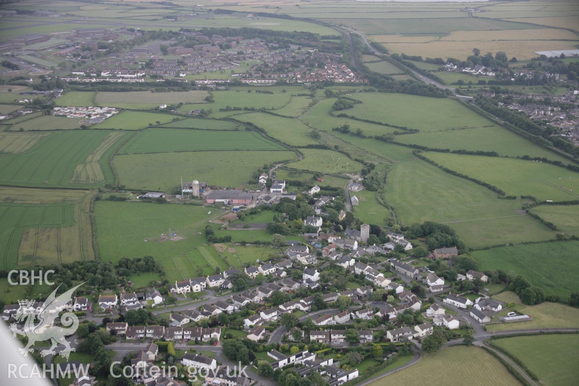 RCAHMW colour oblique aerial photograph of Llanmaes Prehistoric Settlement and Hoard Site. Taken on 07 July 2005 by Toby Driver